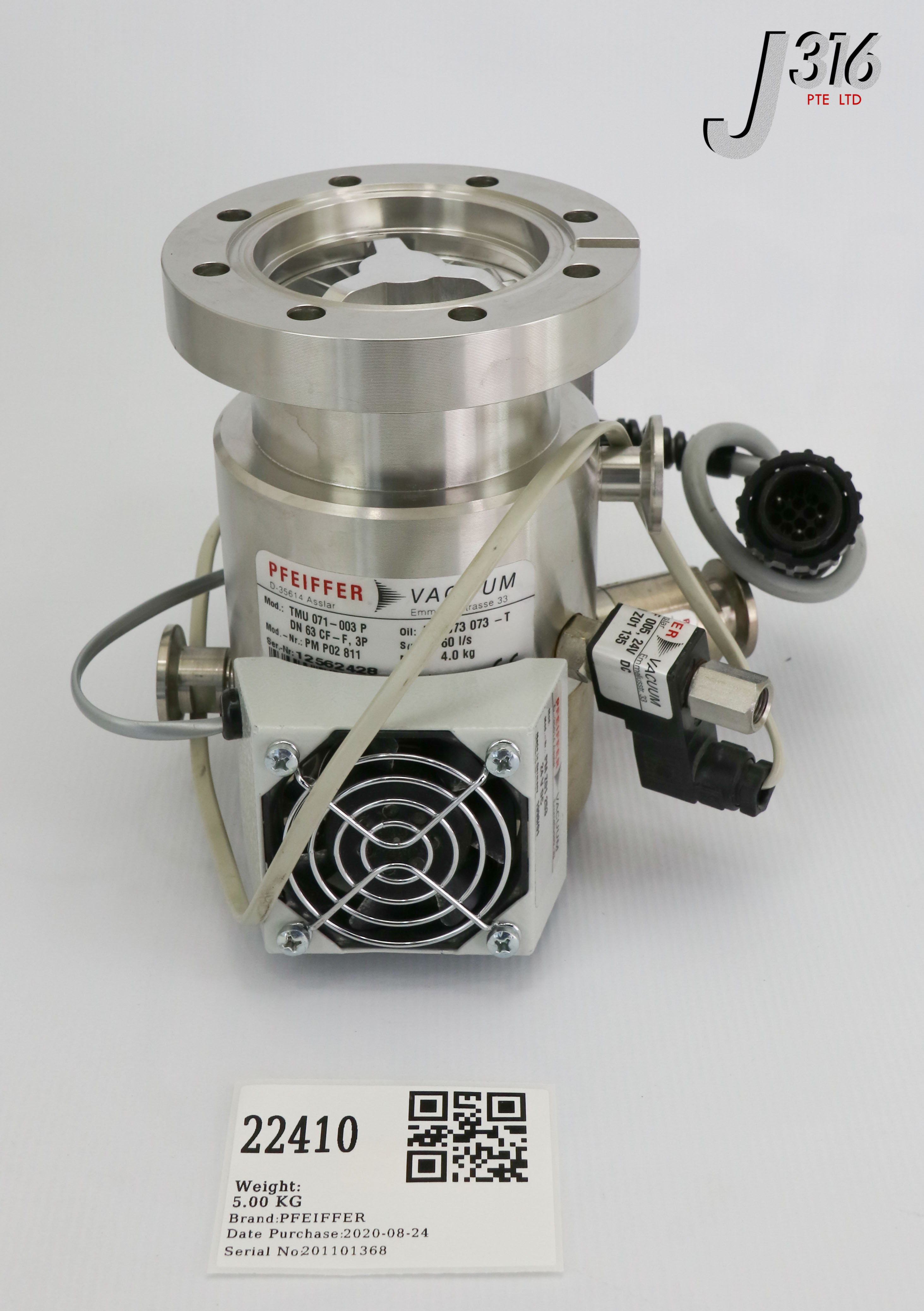 22410 PFEIFFER TURBO MOLECULAR PUMP W/ CONTROLLER TC600, PM Z01 253, PM Z01 135, TVF 005 & GASEINLASSVENTIL TMU 071-003 P