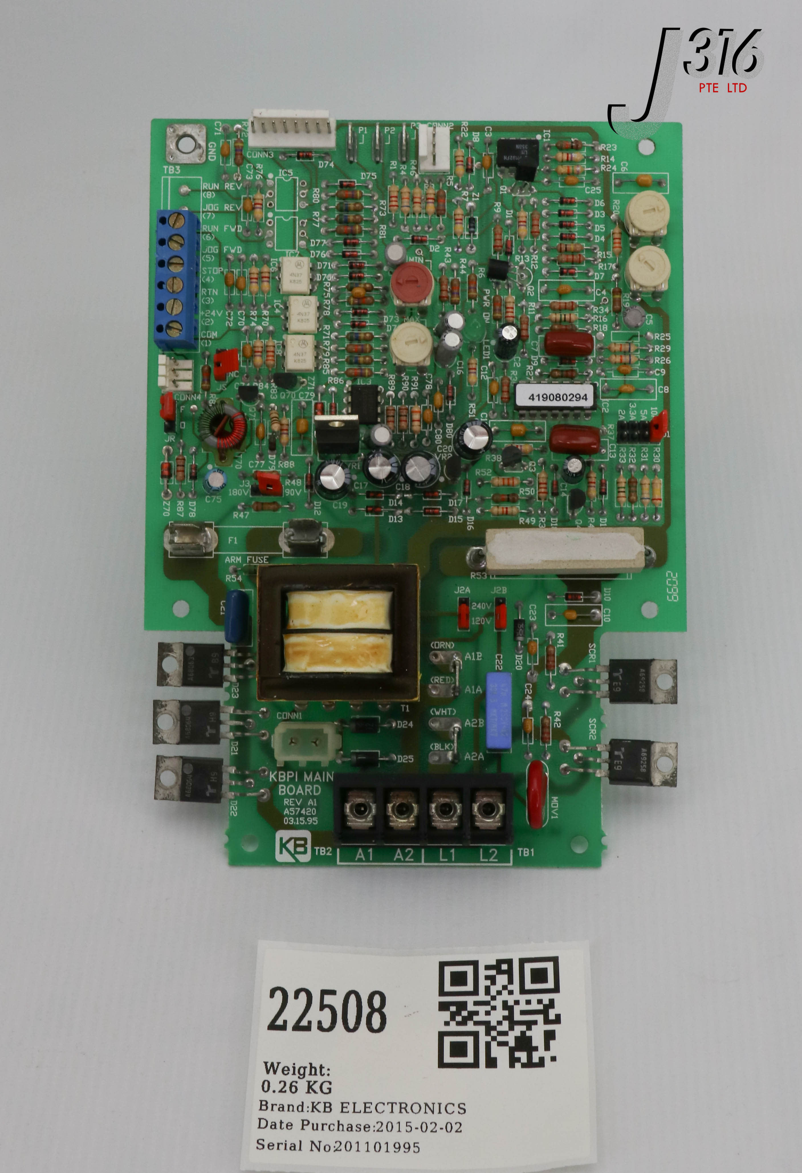 22508 KB ELECTRONICS PCB, KBPI MAIN BOARD FOR VARI-PAK MEMA-12 A57420