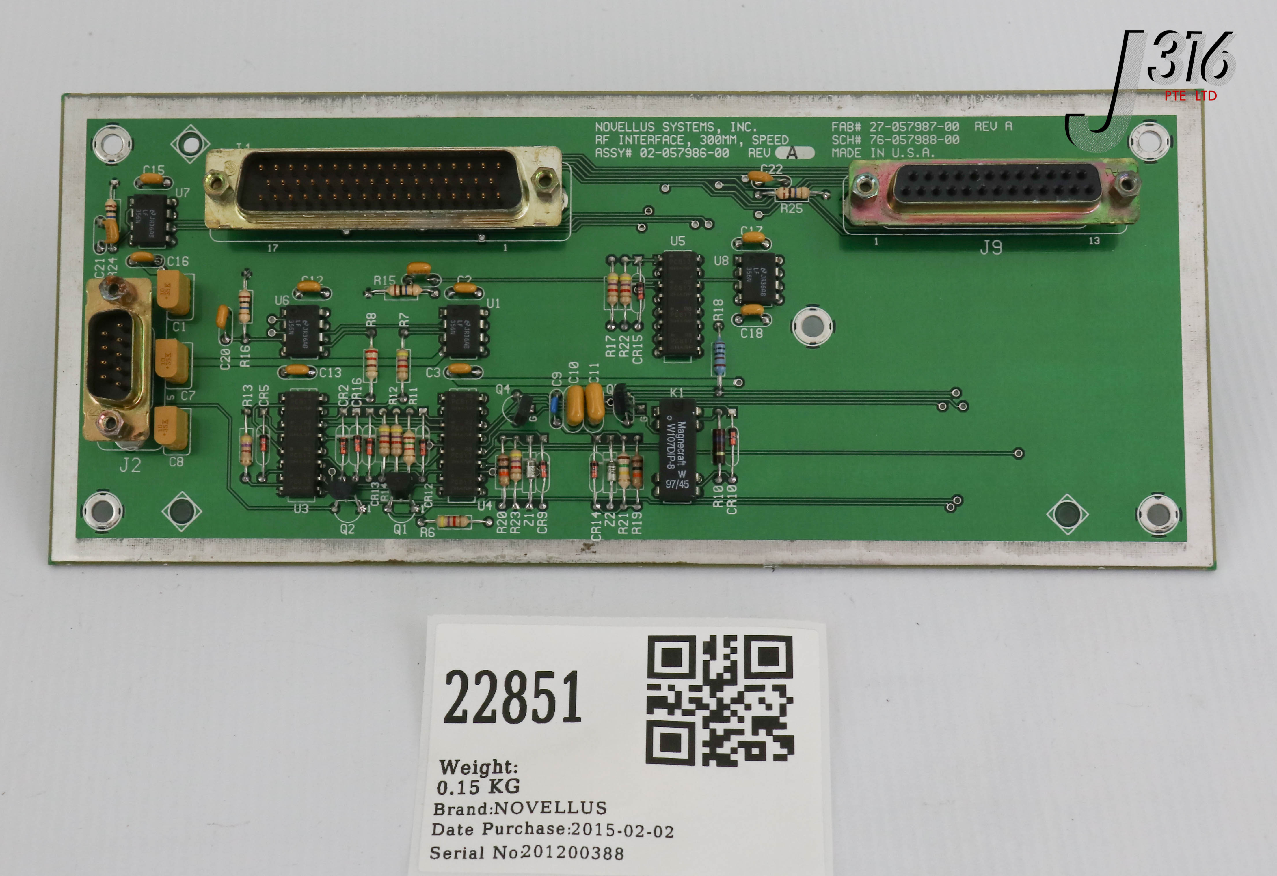22851 NOVELLUS PCB, RF INTERFACE, 300MM, SPEED 02-057986-00