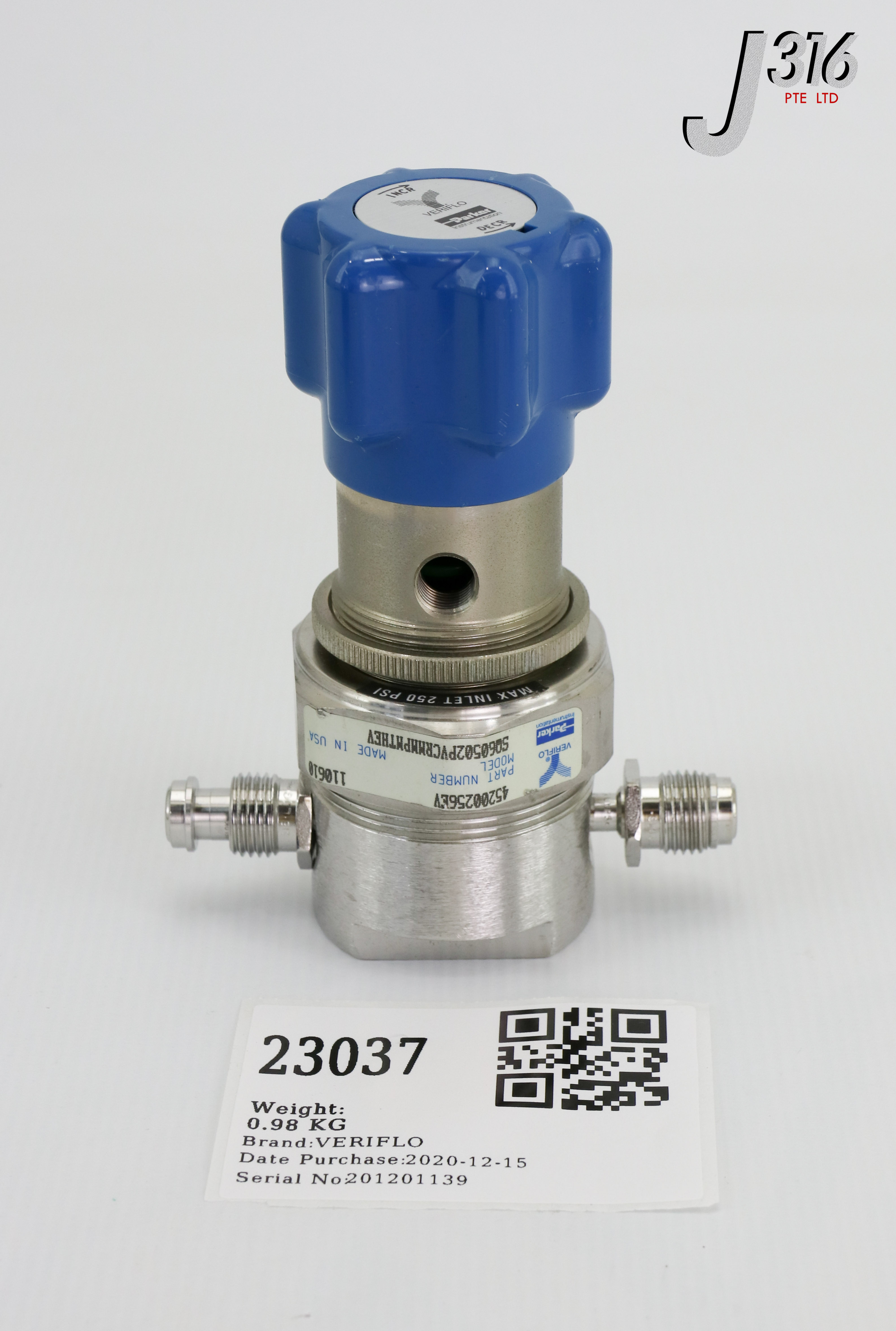23037 VERIFLO PRESSURE REGULATOR, PN: 45200256EV SQ60502PVCRMMPMTHEV