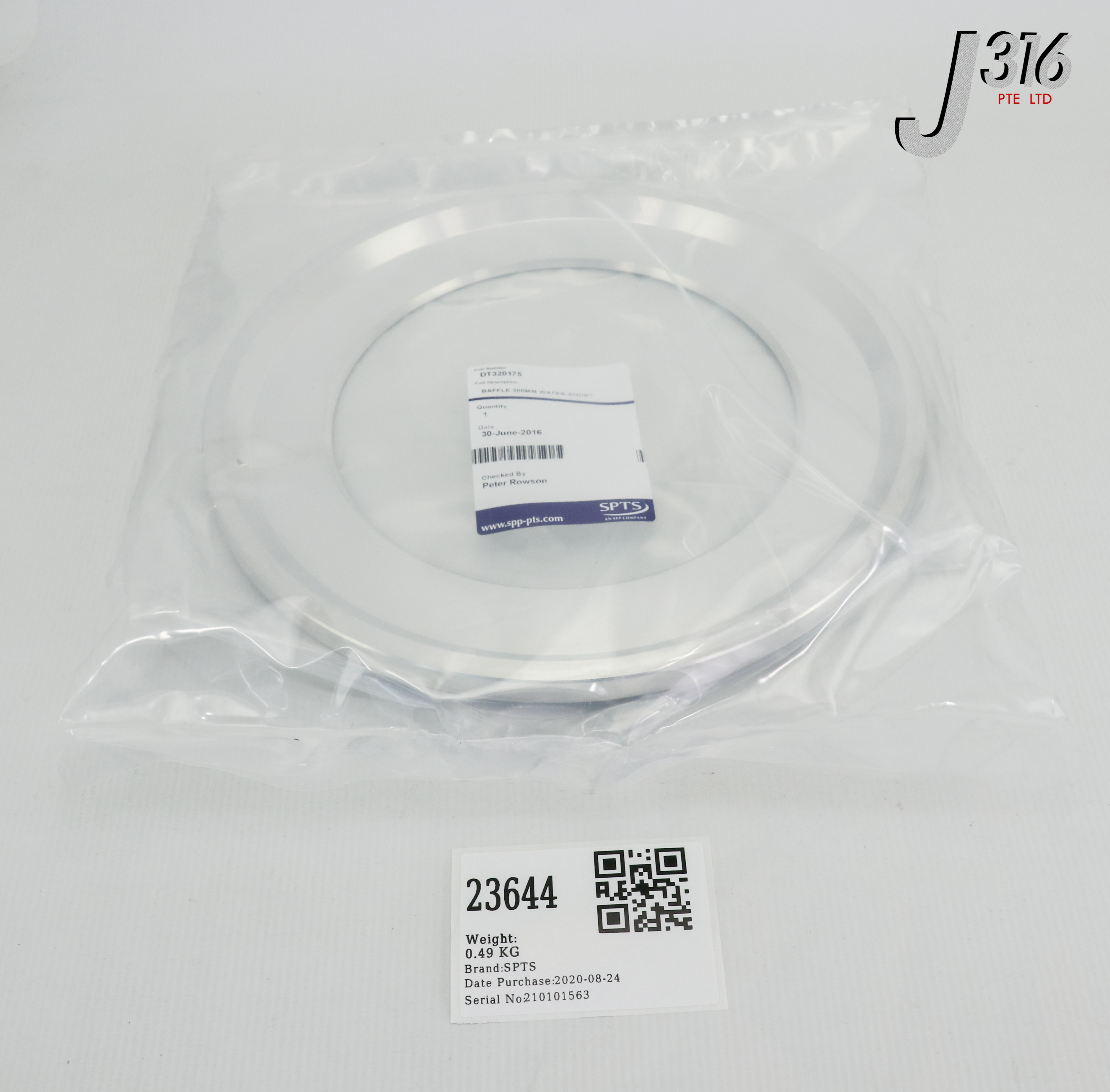 23644 SPTS BAFFLE 200MM WAFER-SHORT (NEW) DT320175