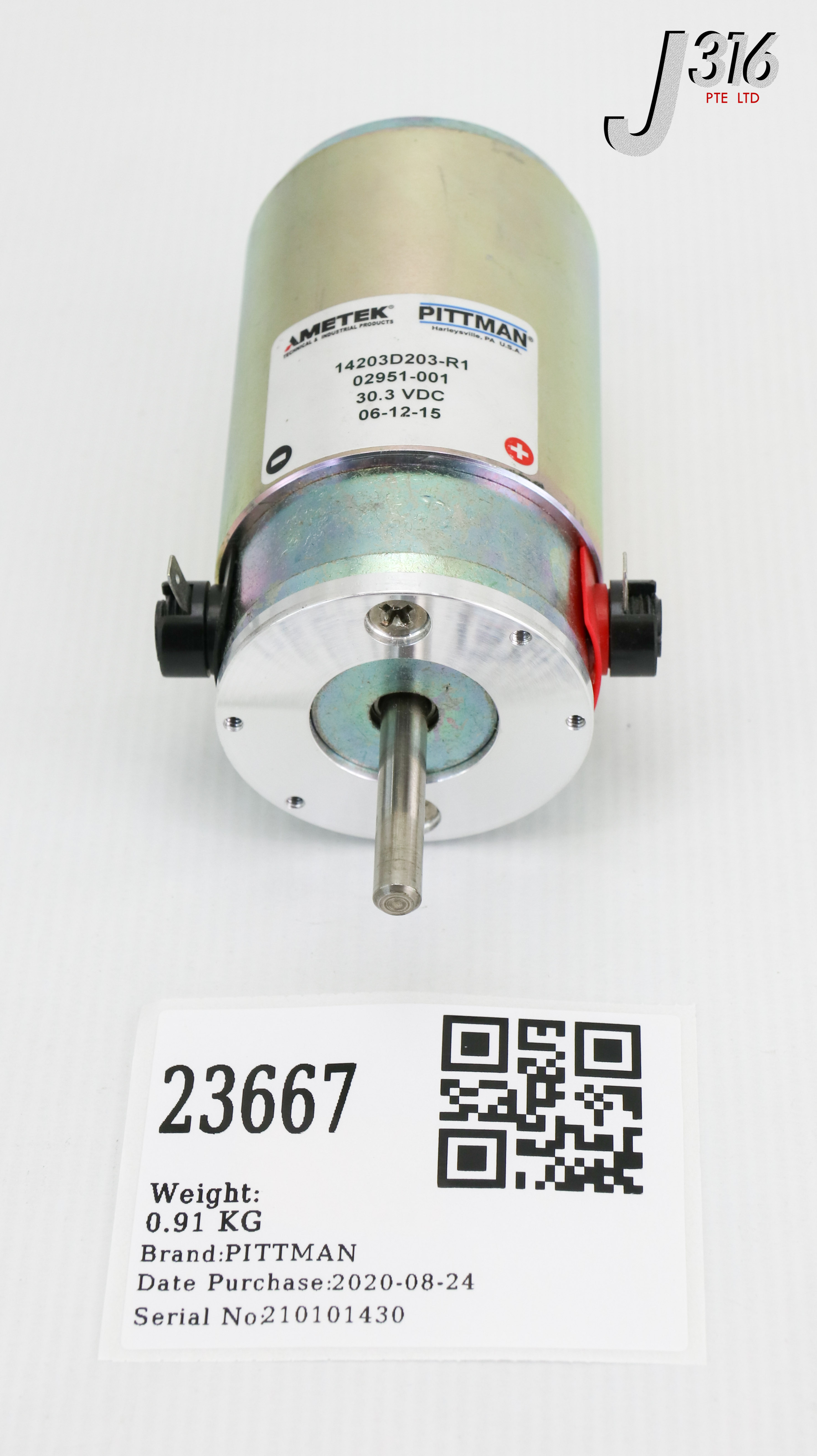23667 PITTMAN AMETEK DC MOTOR, 30.3VDC, 02951-001 14203D203-R1
