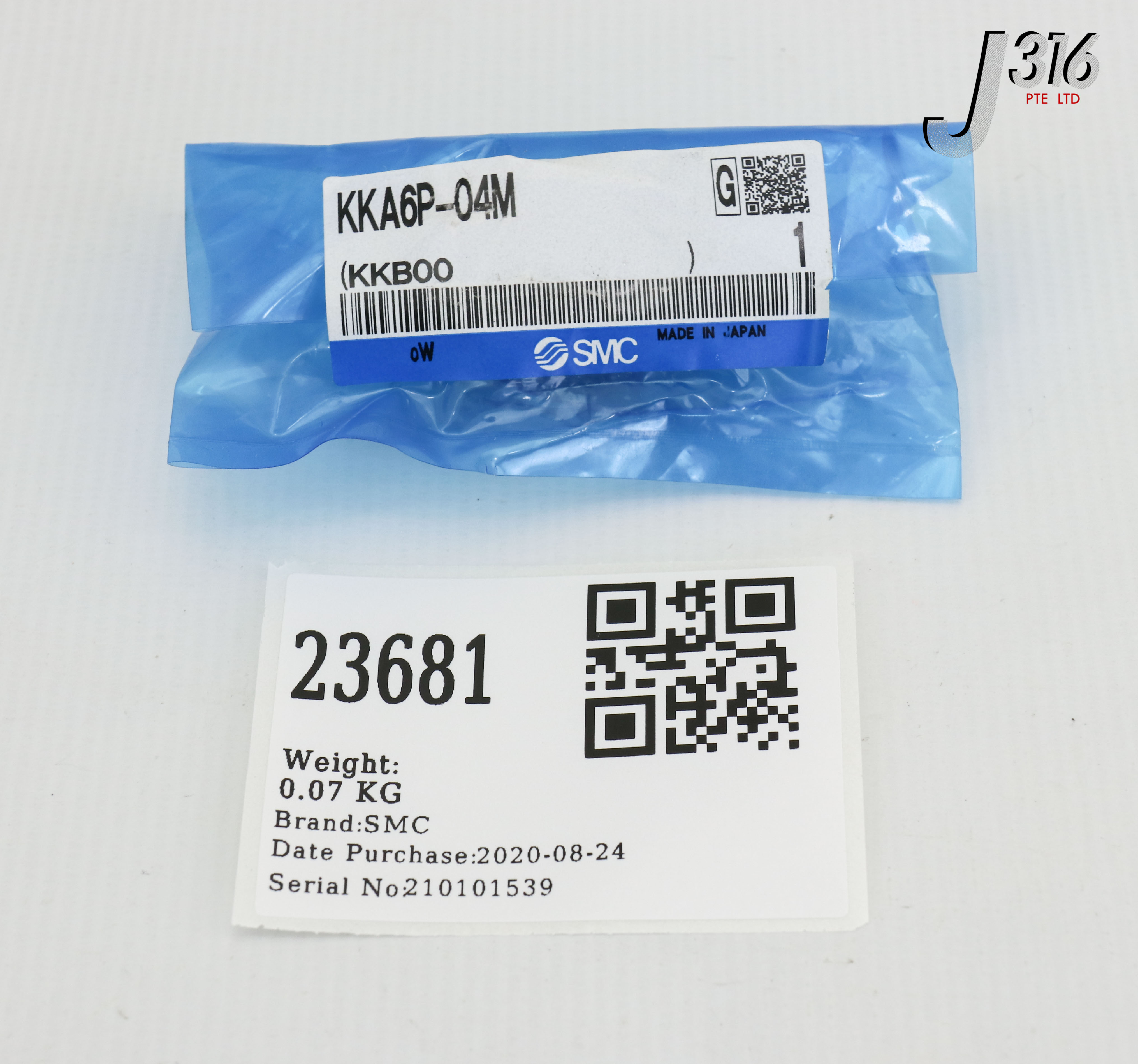 23681 SMC S COUPLER PLUG W/ CHECK VALVE MALE THREAD TYPE (NEW) KKA6P-04M