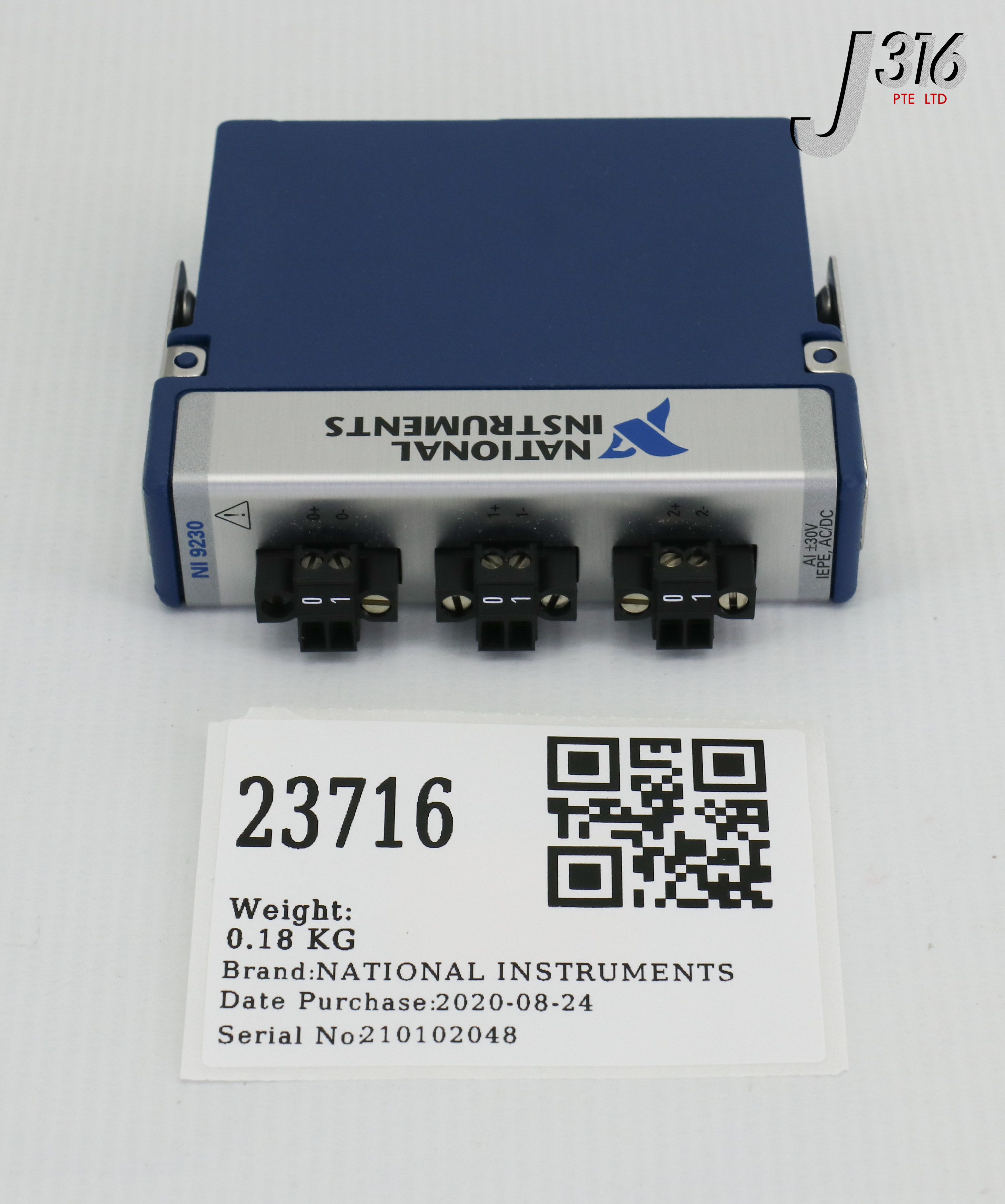 23716 NATIONAL INSTRUMENTS 3-CHANNEL C SERIES SOUND & VIBRATION INPUT MODULE, 158070C-01L (NEW) NI 9230