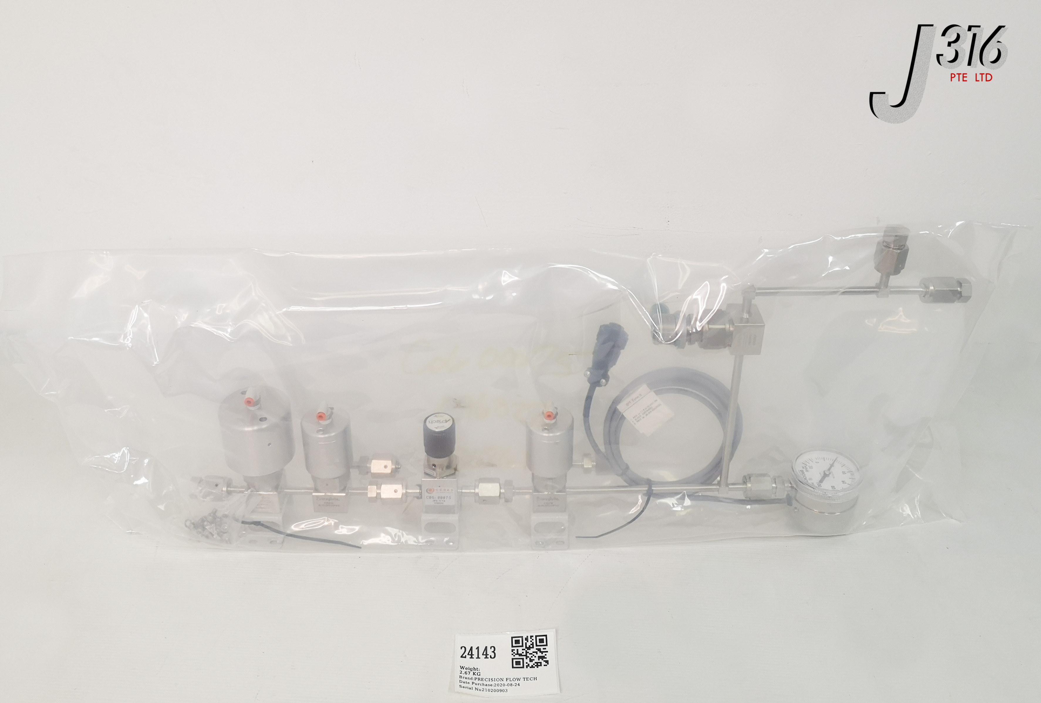 24143 PRECISION FLOW TECH GASLINE WELDMENT W/ GAUGE, 6LV-HBBW4-P-C, 6LVV-DPC111P1-C, AP510SM 2PW FV4 FV4, 6LV-DLBW4-P (NEW) 600075