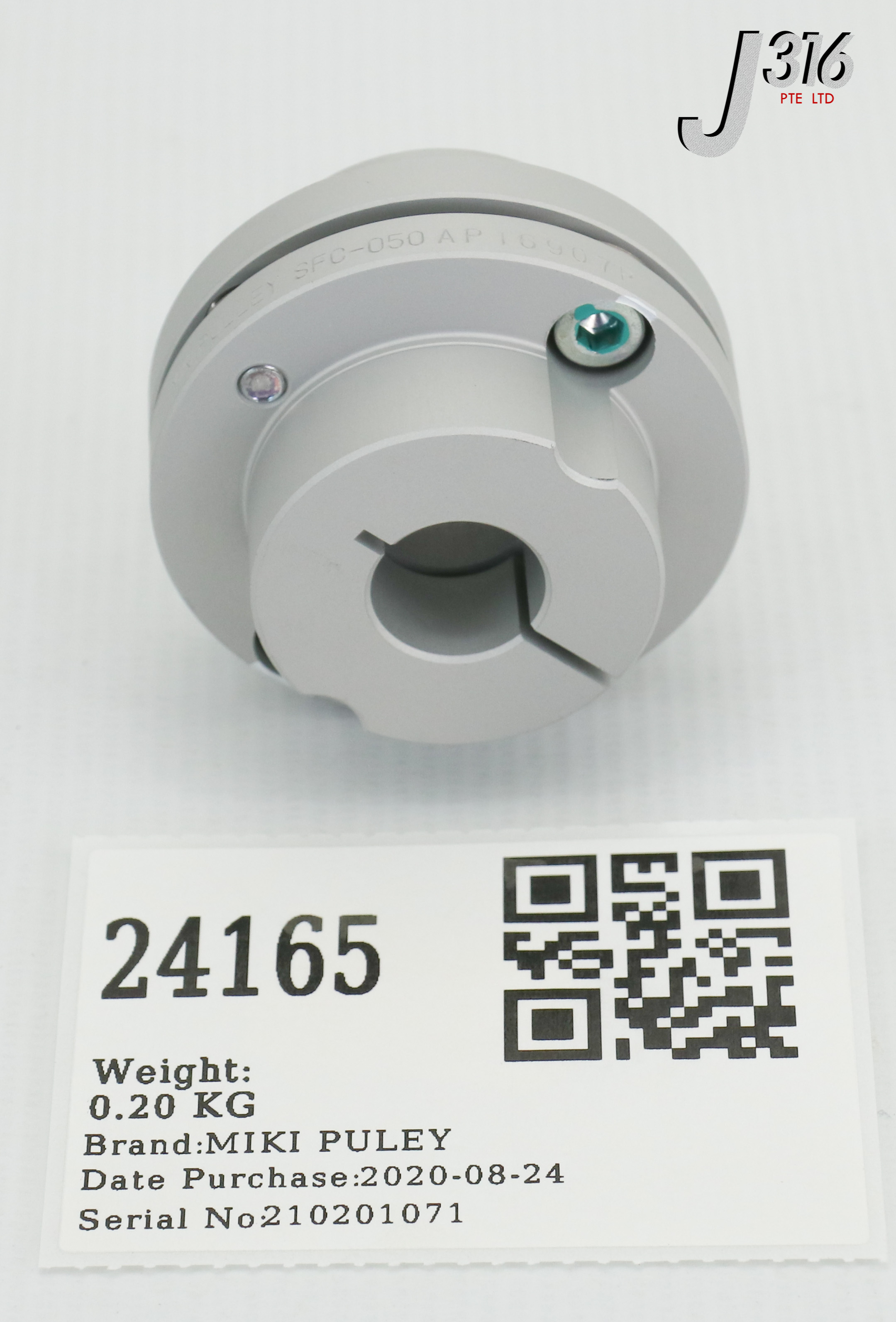 24165 MIKI PULEY SERVO FLEX MOTOR COUPLING FOR WORK SPINDLE MOTOR, 0800-800-1311, 046-257-5100 (NEW) SFC-050SA2-15B-16B