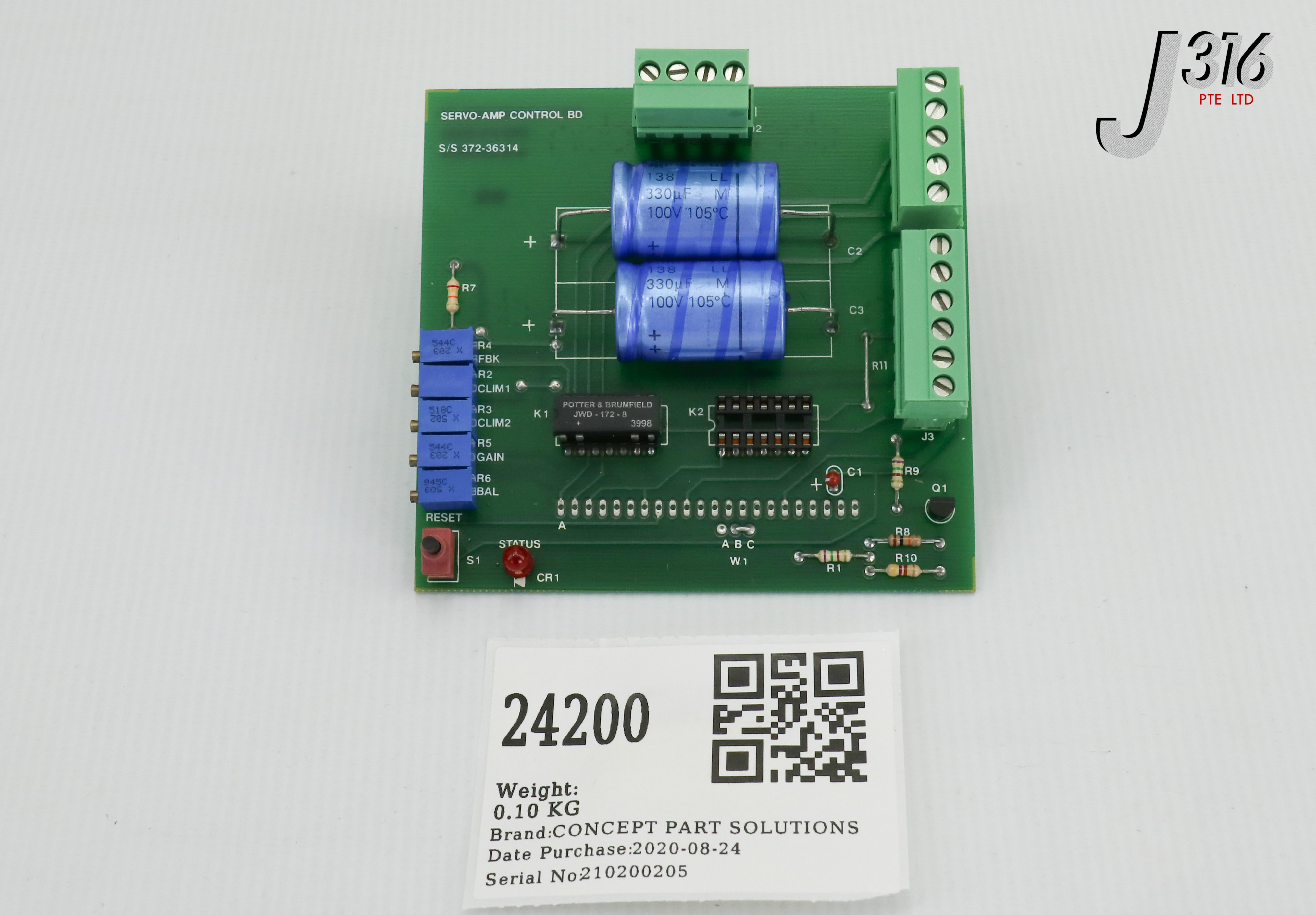 24200 COPLEY CONTROLS PCB, SERVO-AMP CONTROL BD, 372-36312, 372-36313 (NEW) S/S 372-36314