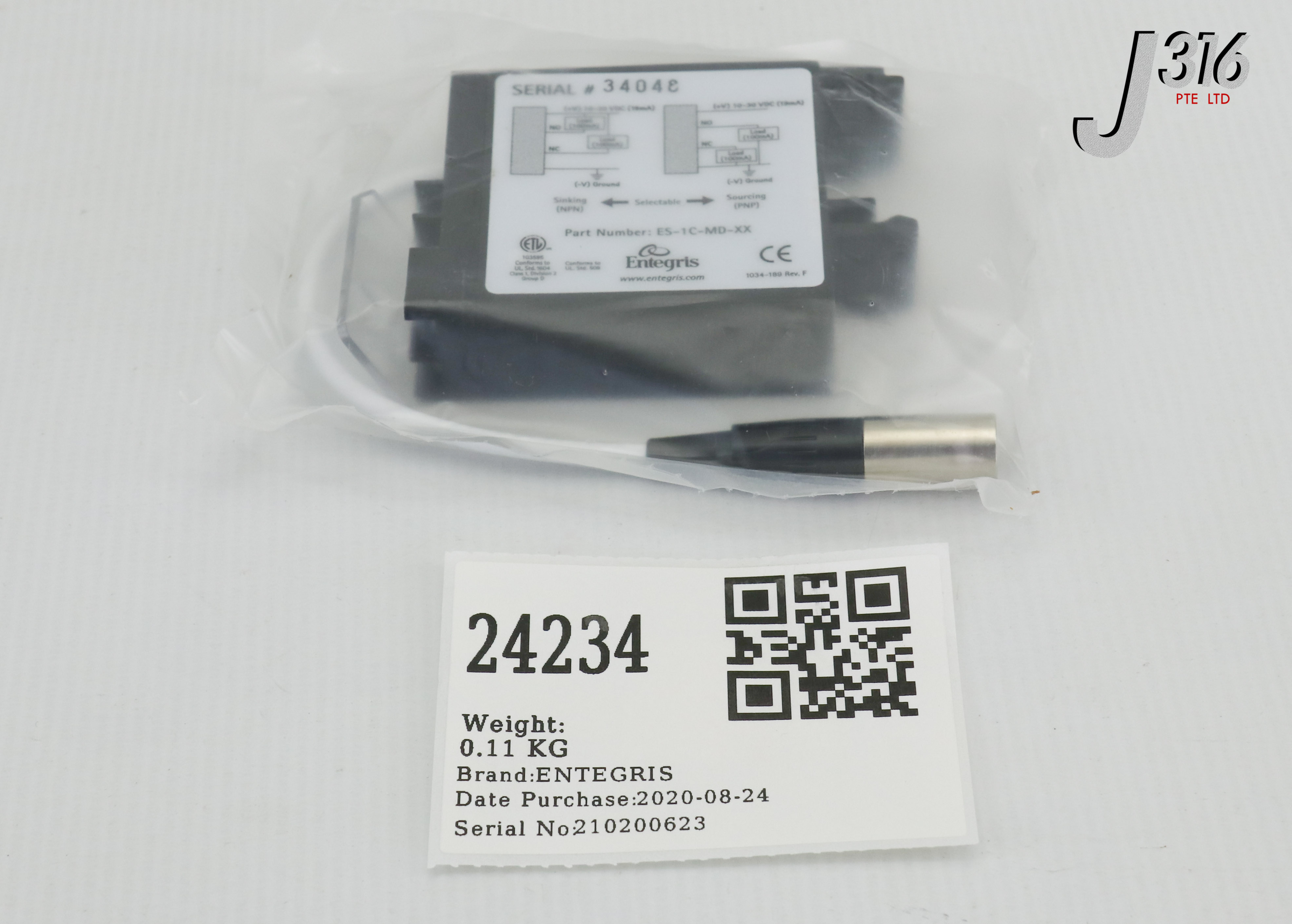 24234 ENTEGRIS SINGLE CHANNEL ELECTRONIC CONTROL MODULE, ES-1C-MD-XX (NEW) ES-1C-MD-00