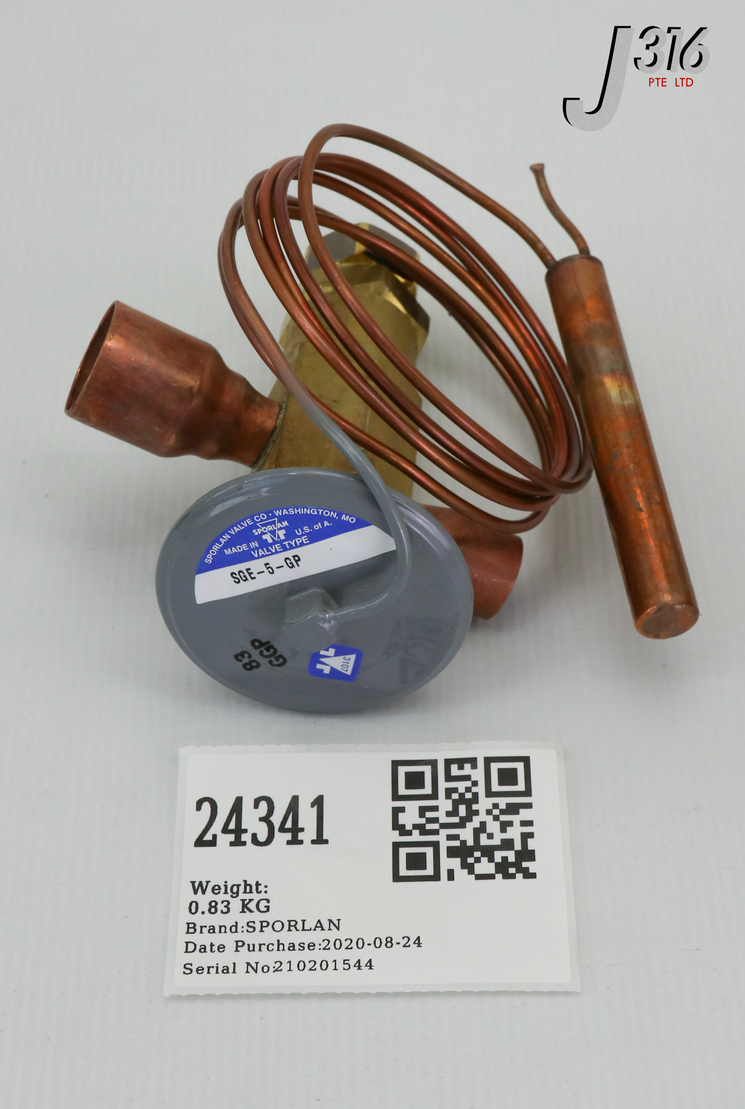 24341 SPORLAN THERMOSTATIC EXPANSION VALVE, 5X7 ODF 5", 128502-002 (NEW) SGE-5-GP