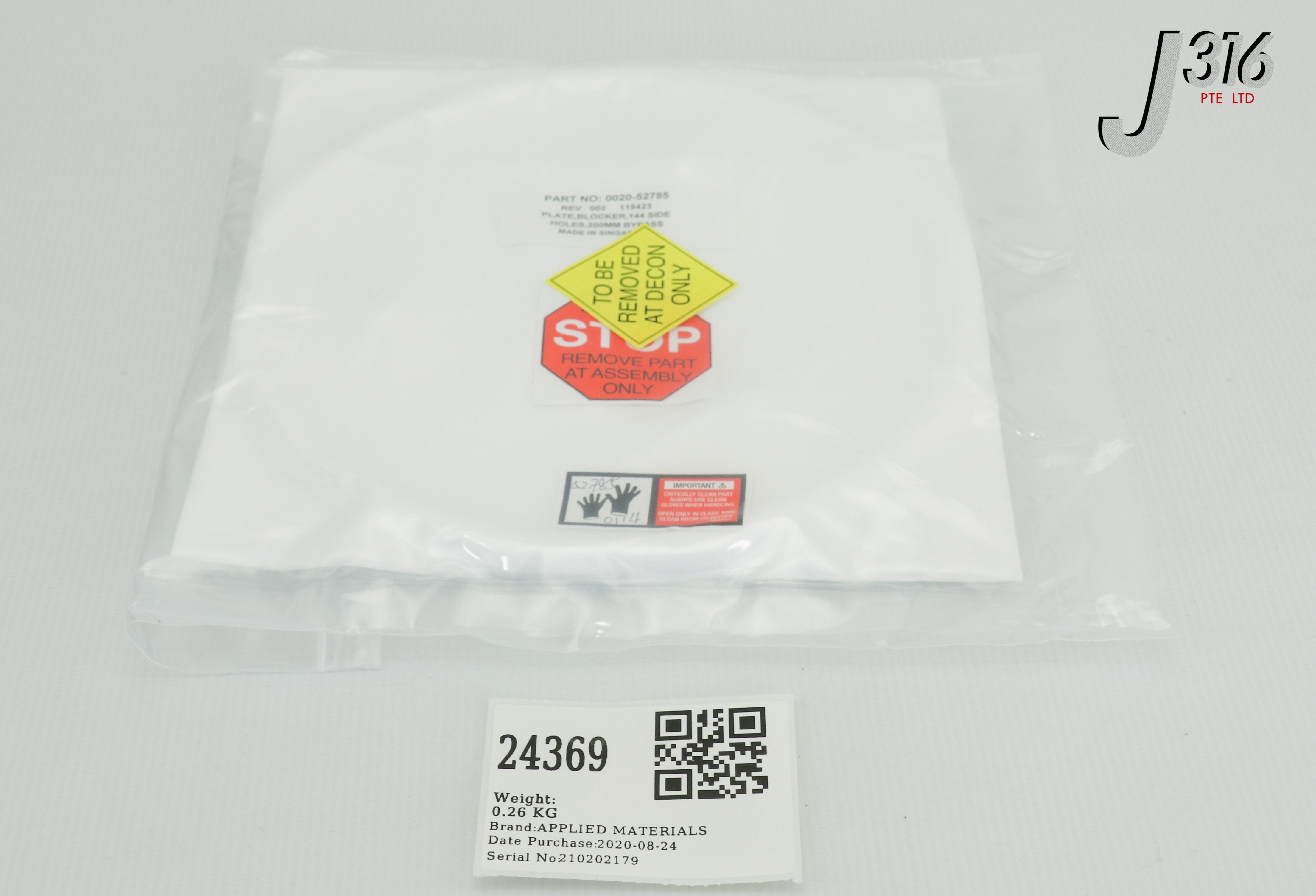 24369 APPLIED MATERIALS PLATE, BLOCKER, 144 SIDE HOLES, 200MM BYPASS (NEW) 0020-52785