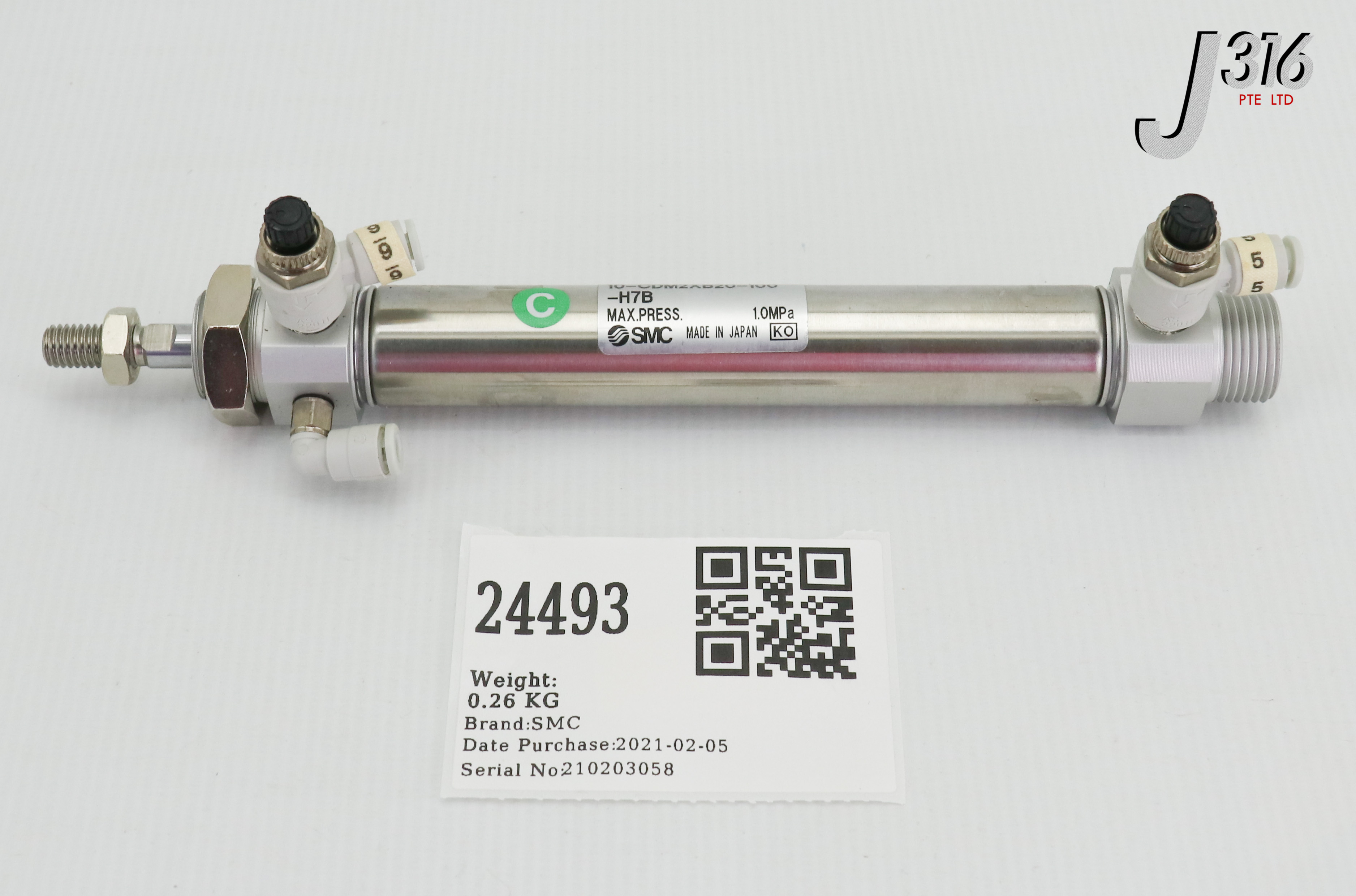 24493 SMC PNEUMATIC ROUND BODY CYLINDER (NEW) 10-CDM2XB20-100-H7B