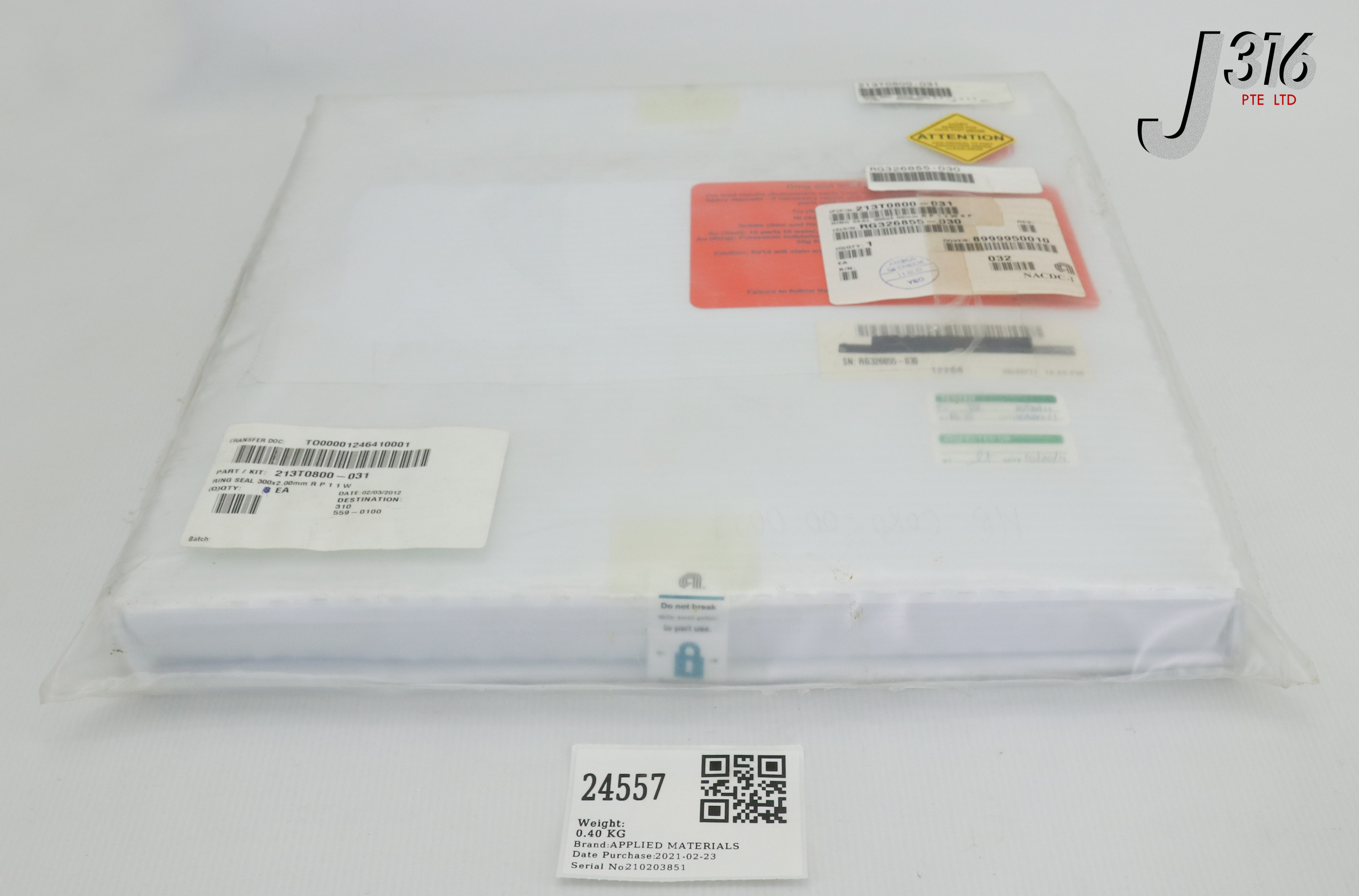 24557 APPLIED MATERIALS SEMITOOL RING SEAL 300X2.00MM RP11WSP (NEW) 213T0800-031