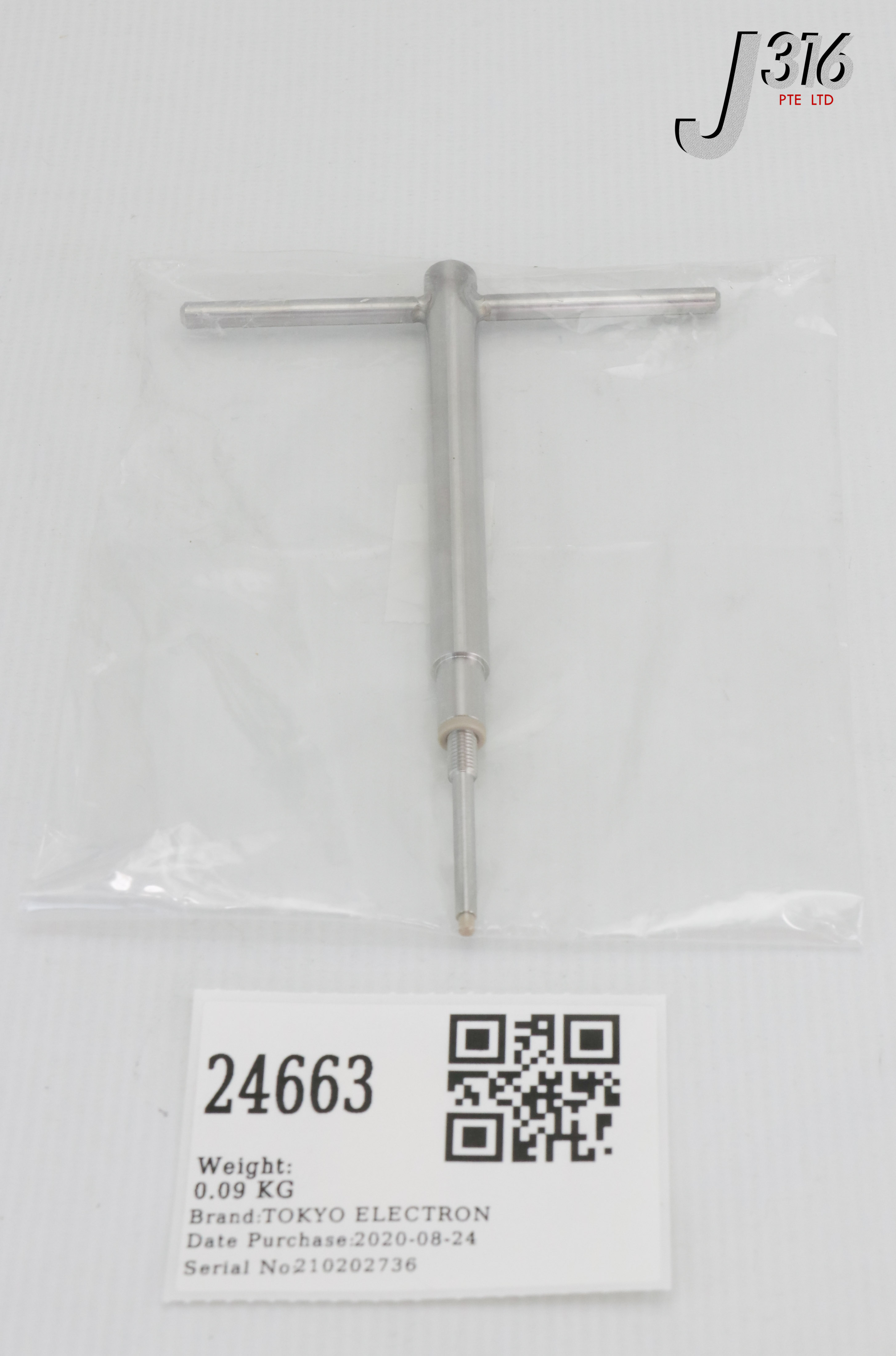 24663 TOKYO ELECTRON BEL - DRM T-HANDLE W/SOFT TIP TEL OXIDE, 1D10-403997-11 (NEW) ES1D10-403997-11
