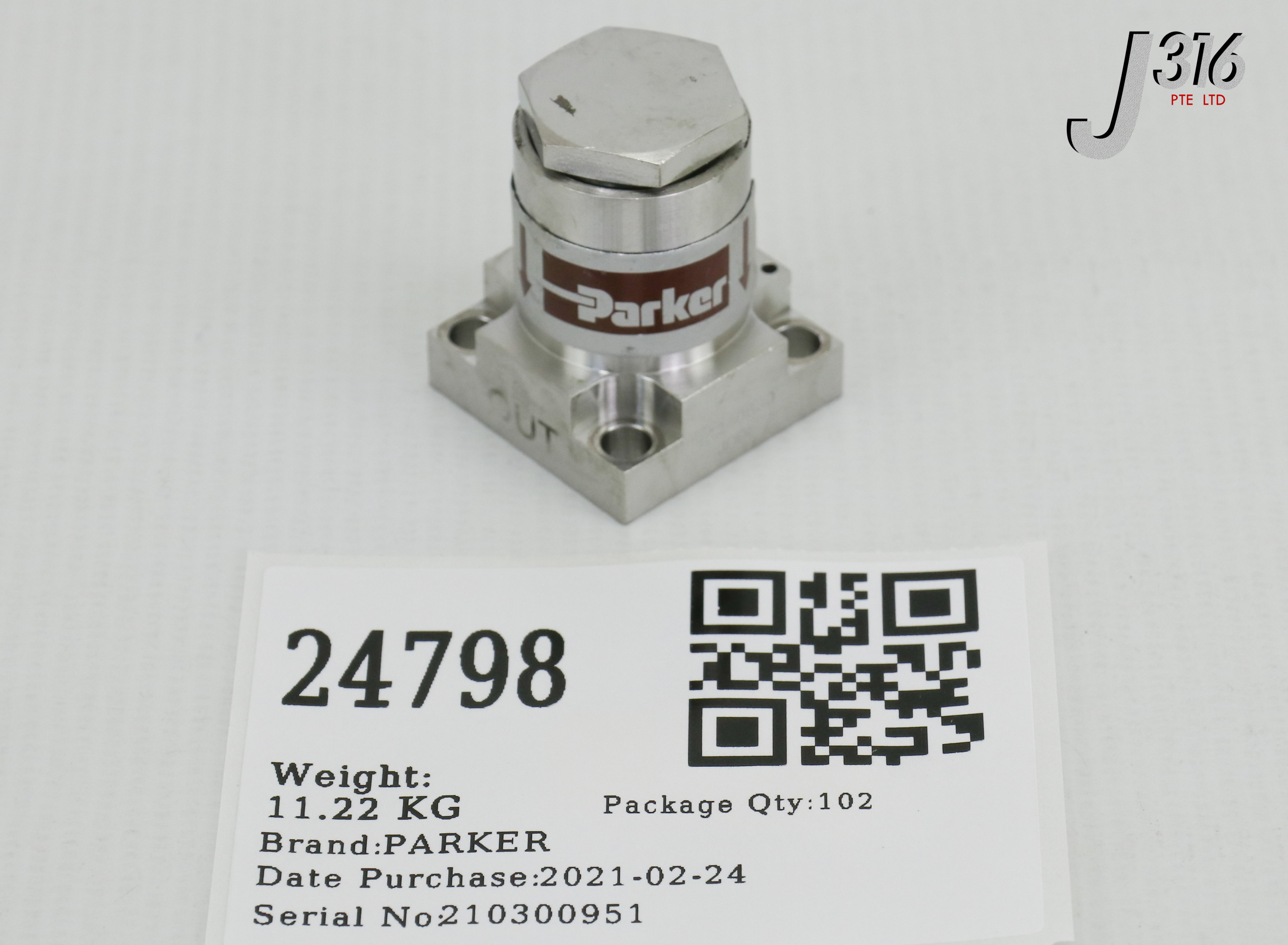24798 PARKER CHECK VALVE SM1.125-C04L-20-V-SS-3182