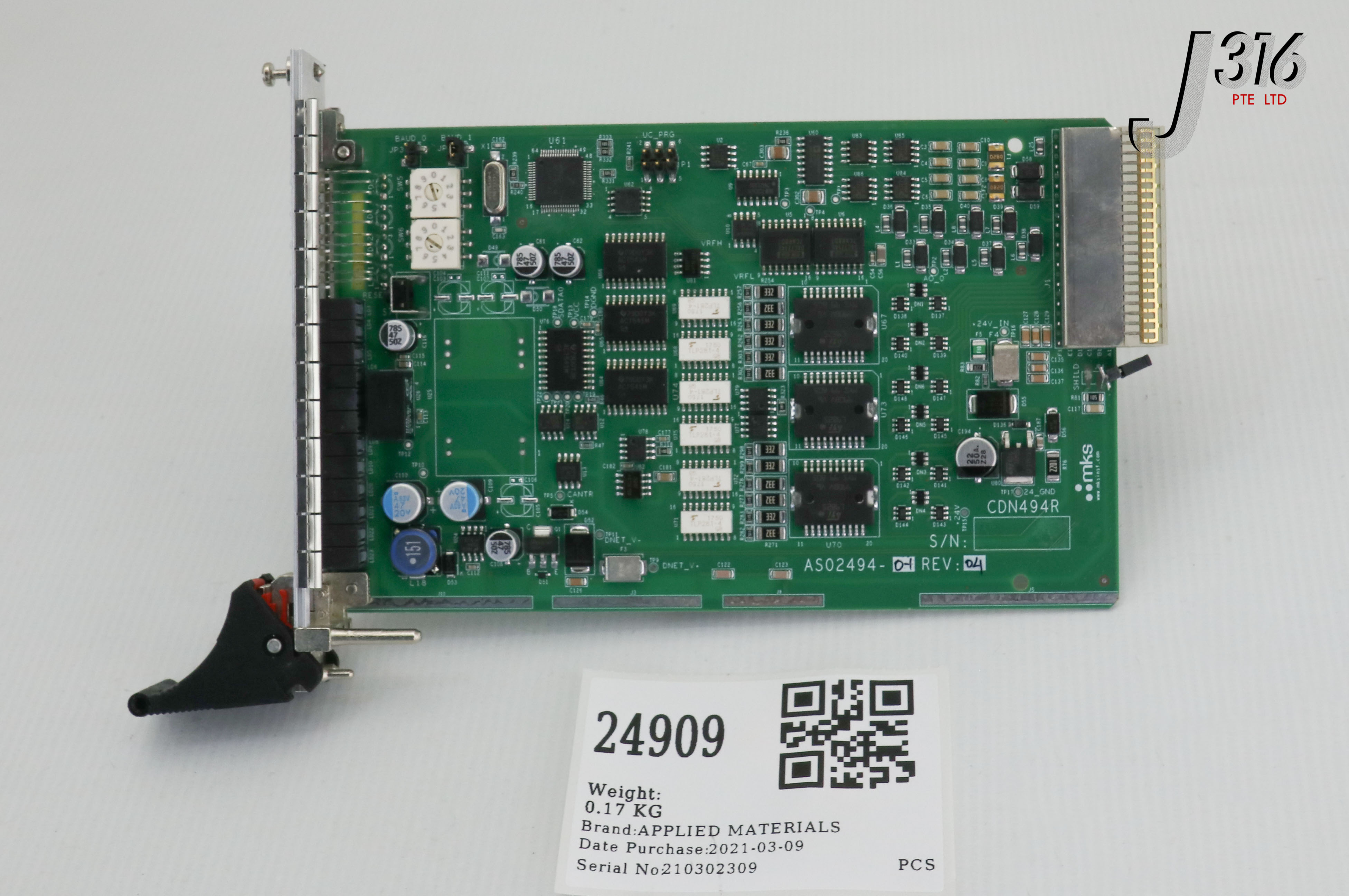 24909 APPLIED MATERIALS PCB, CDN494R, 01494-01, AS02494-0-1 0190-38600