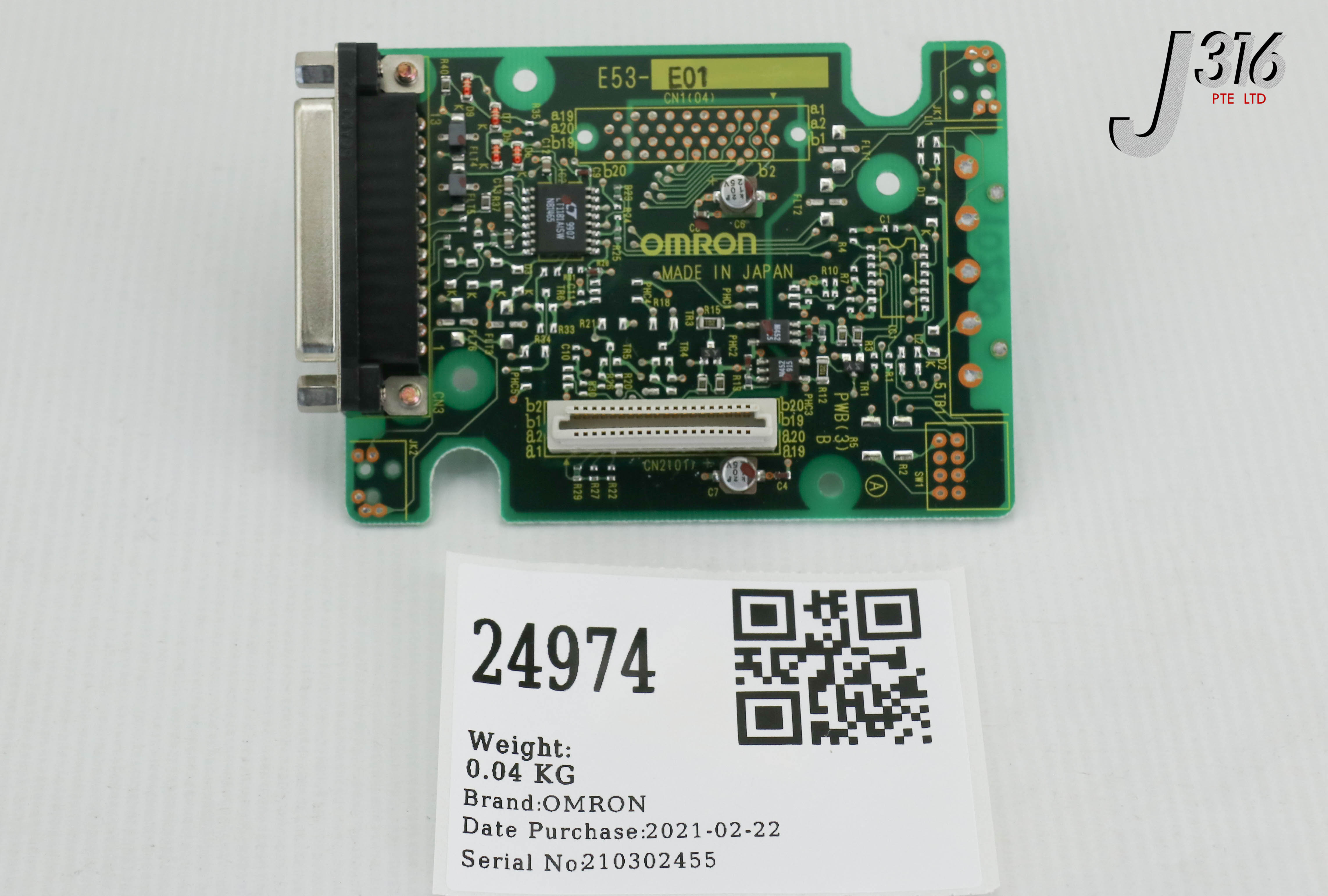 24974 OMRON PCB, CONTROLLER E5ZE RS-232C CO MM. UNIT E53-E01