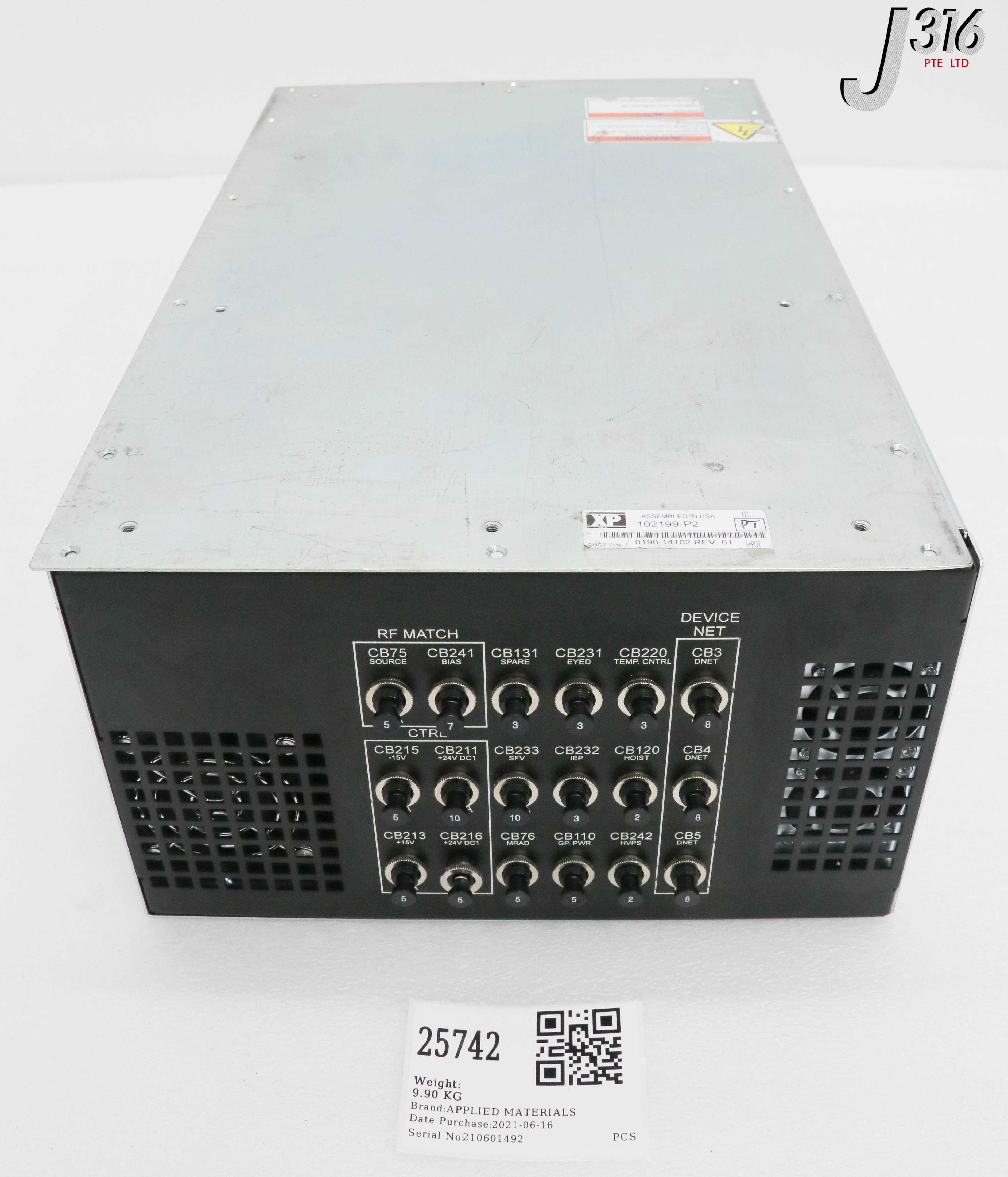 25742 APPLIED MATERIALS XP POWER SUPPLY CONTROLLER, 102199-P2, SHP650PS24-EF, HPU1K5PS24 0190-14102