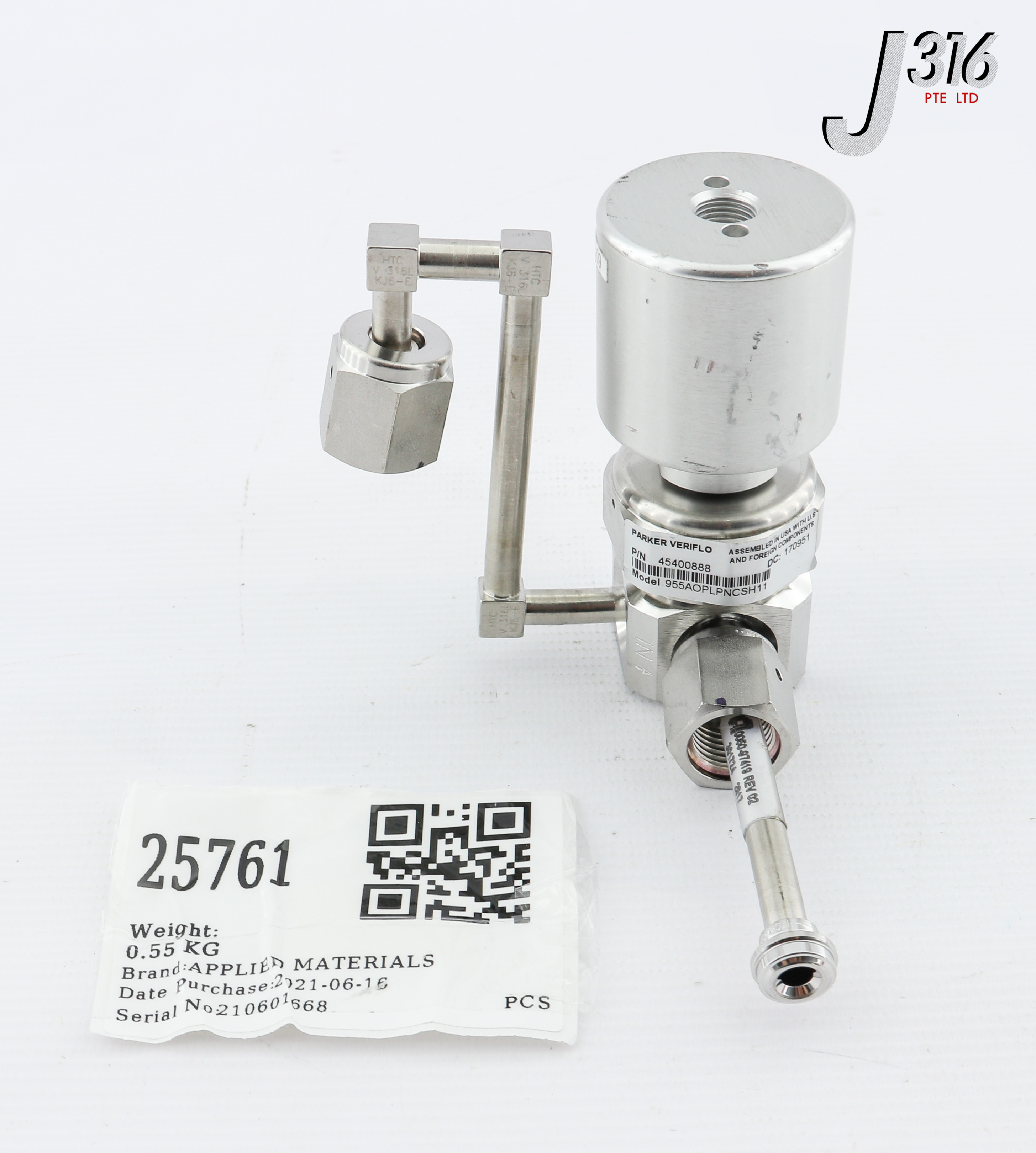 25761 APPLIED MATERIALS 2-WAY MANIFOLD VALVE, FEMALE TO FEMALE 1/4'', 955AOPLPNCSH11, 45400888 0050-97419