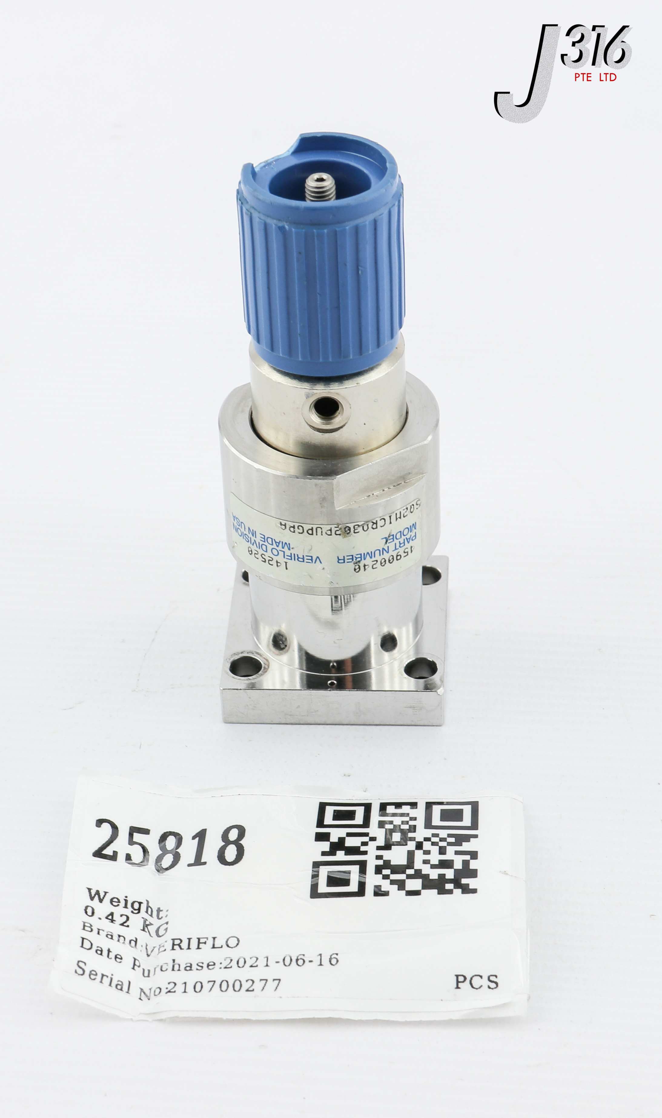 25818 VERIFLO UHP TIED DIAPHRAGM PRESSURE REGULATOR, 45900240 SQ2MICRO302PUPGPA