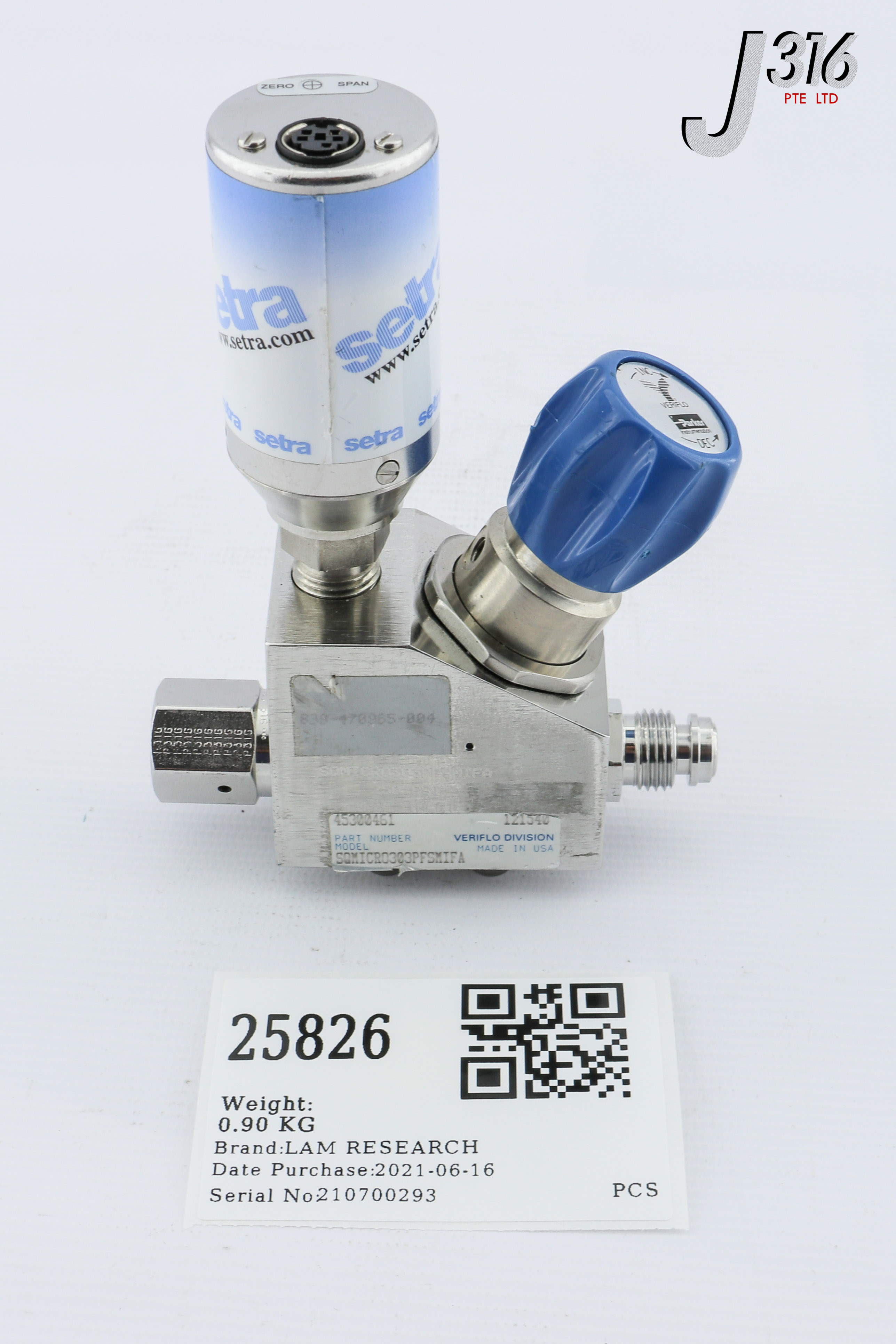 25826 LAM RESEARCH PRESSURE REGULATOR, 45300461, SQMICRO303PFSMIFA W/ SETRA 255 839-470965-004