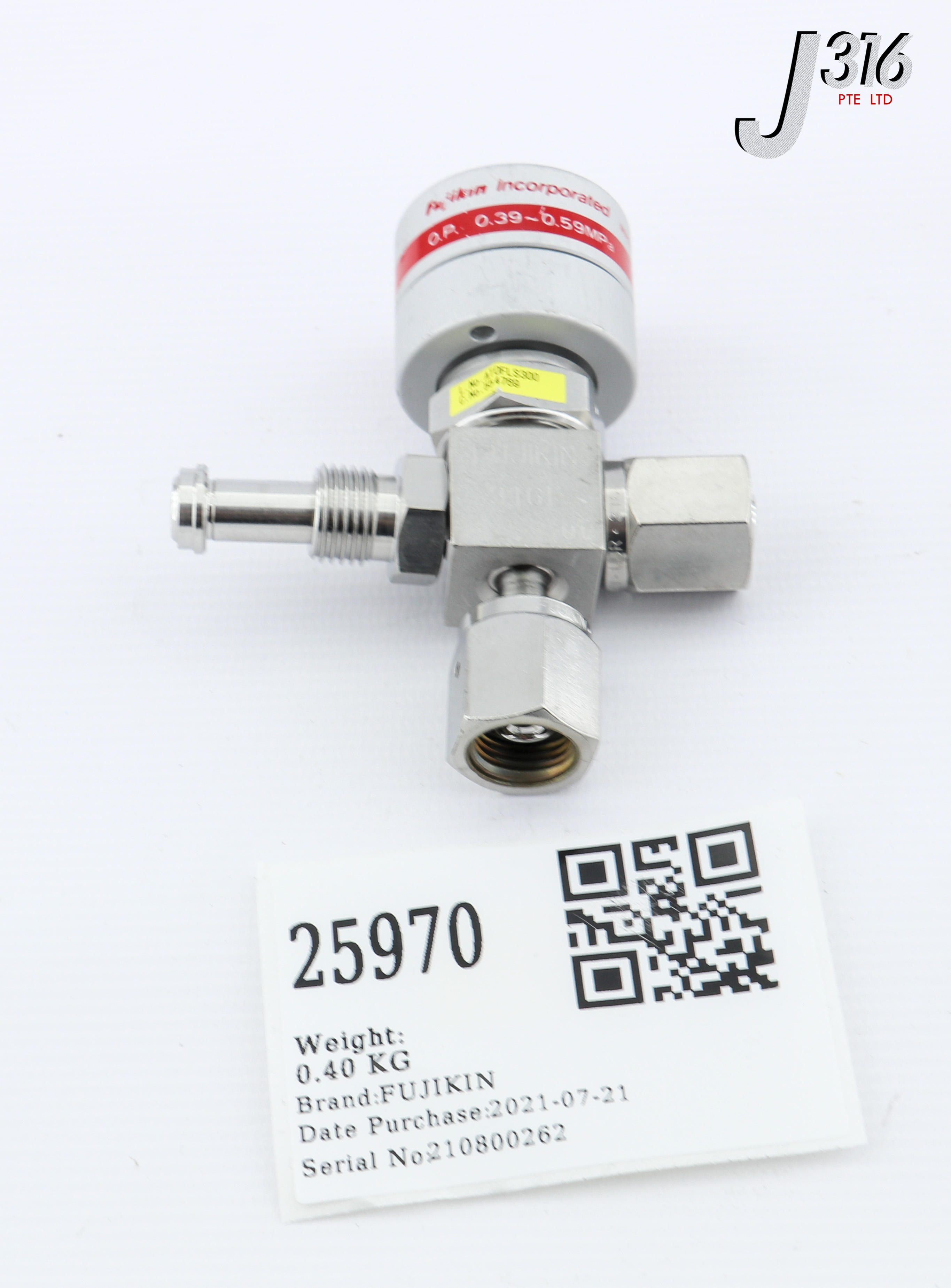 25970 FUJIKIN 1/4'' VCR DIAPHRAGM VALVE TYPE N.C. O.P 0.39~0.59MPA 554769