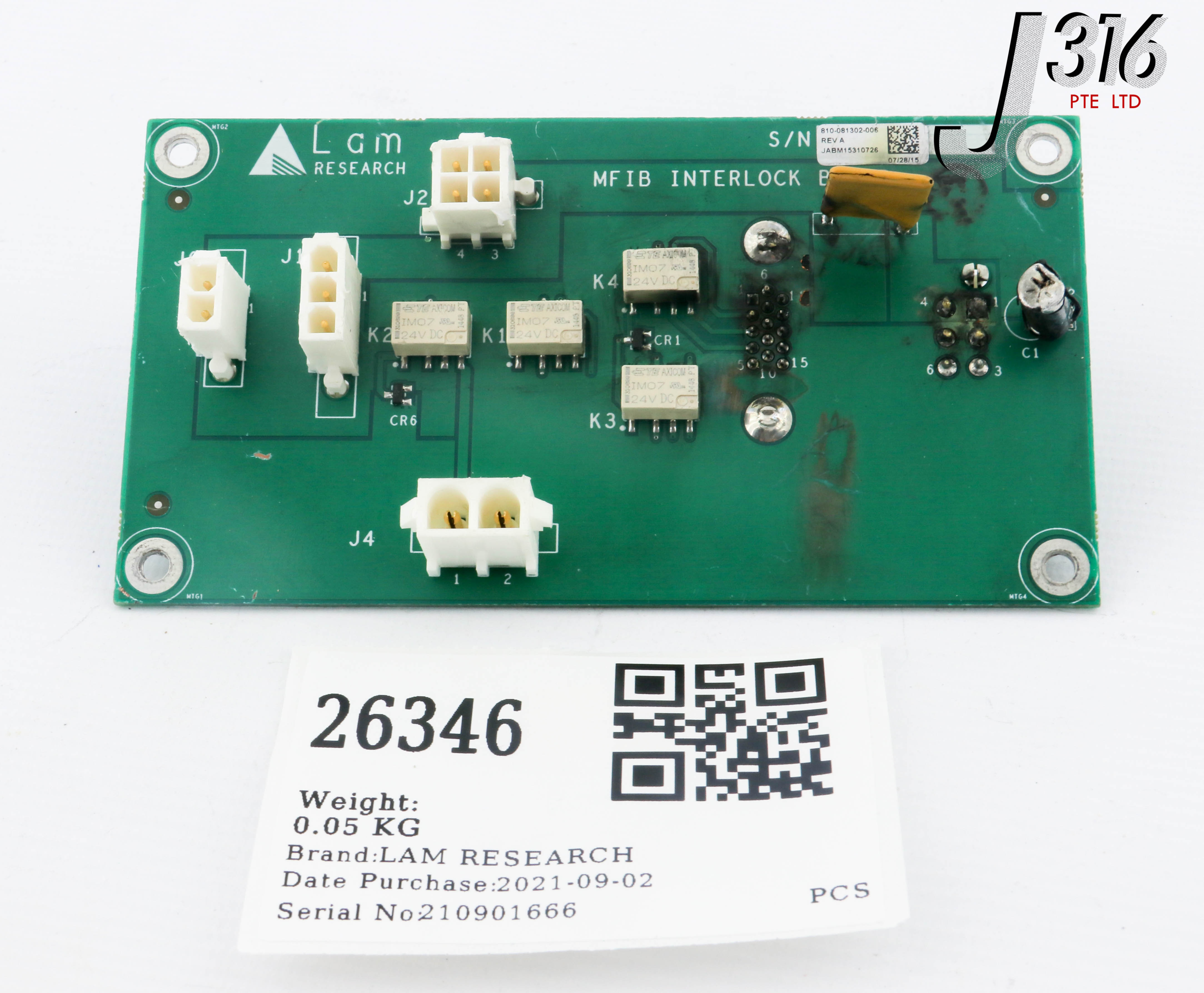 26346 LAM RESEARCH PCB, MFIB INTERLOCK BOARD (PARTS) 810-081302-006