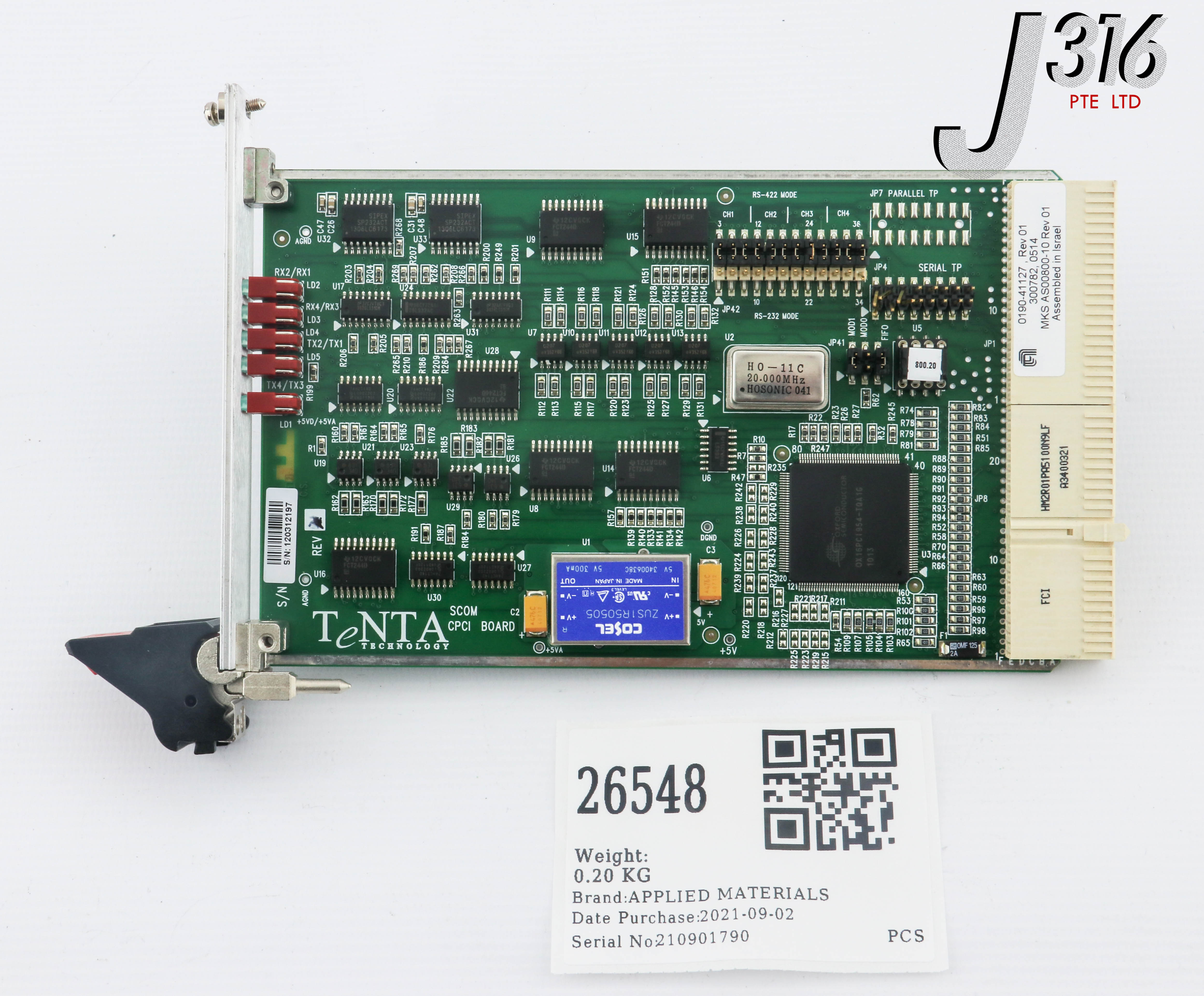 26548 APPLIED MATERIALS PCB, SCOM CPCI BOARD, MKS AS00800-10, SCOM-0800 0190-41127