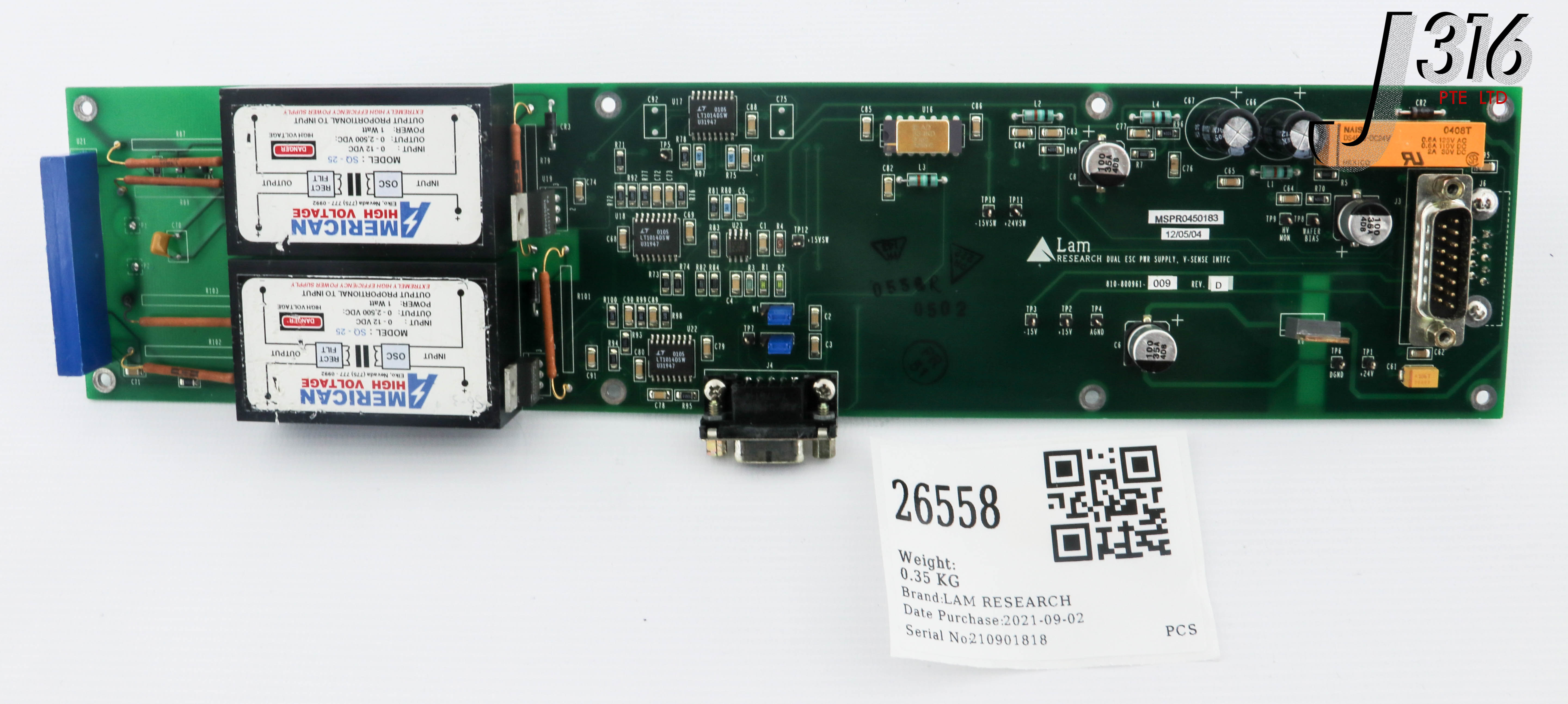 26558 LAM RESEARCH PCB, DUAL ESC PWR SUPPLY, V-SENSE INTFC (PARTS) 810-800961-009