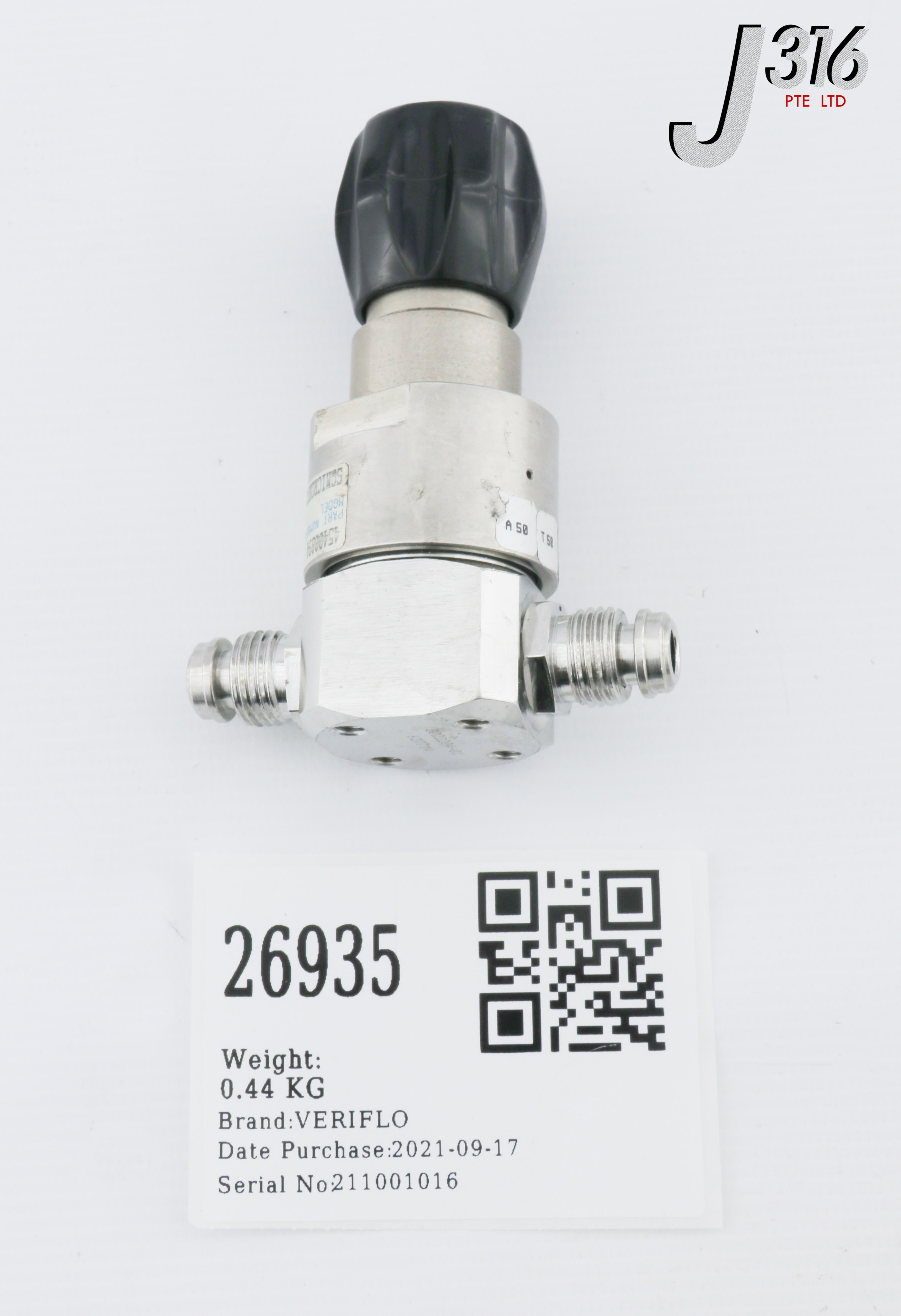 26935 VERIFLO PRESSURE REGULATOR, P/N: 45400894, AMAT 3800-01169 SQMICROHF302PFSMM