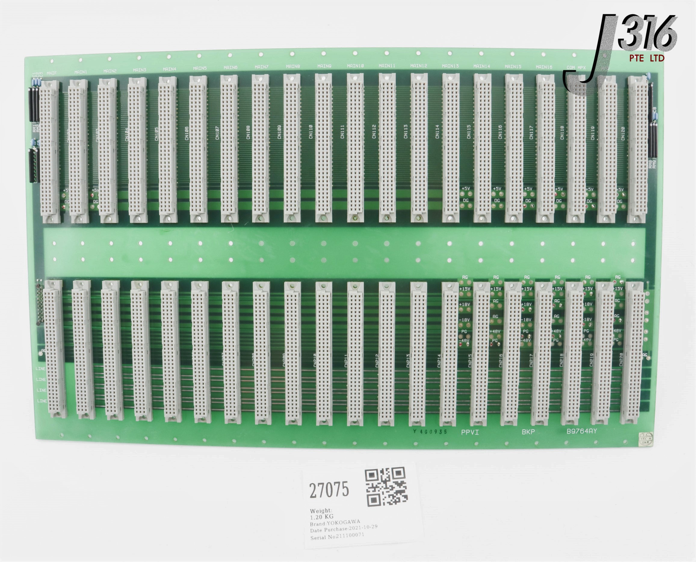 27075 YOKOGAWA PCB ASSY, PPVI BACKPLANE B9764AY