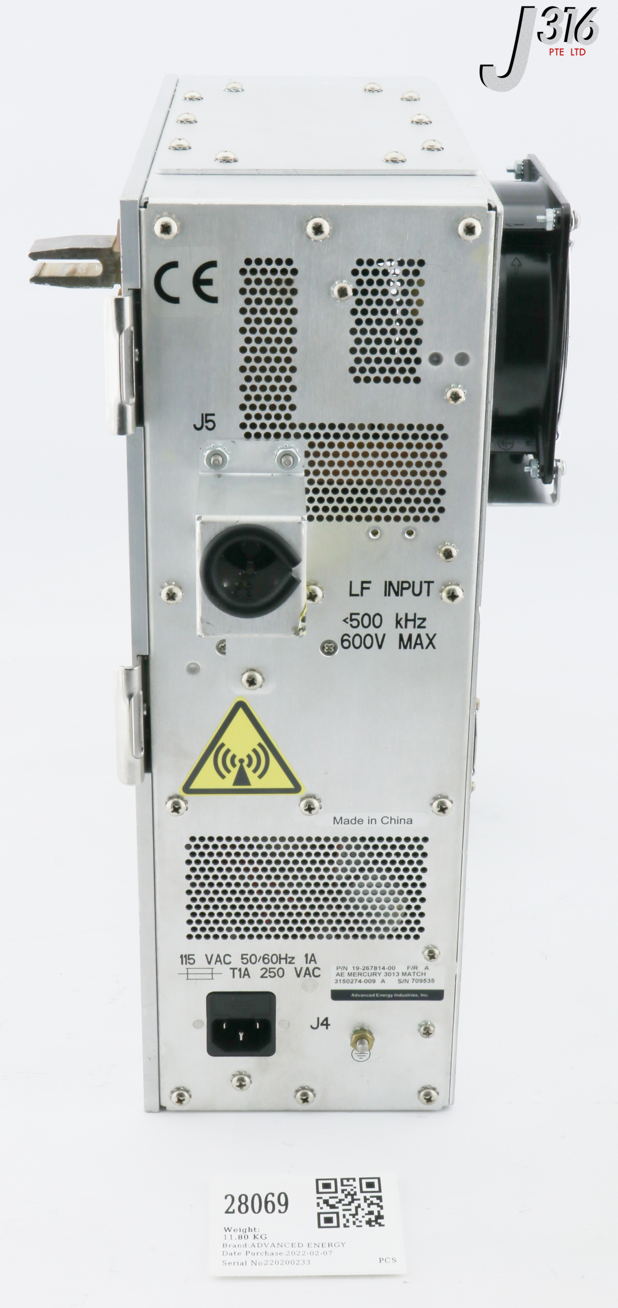 28069 ADVANCED ENERGY MERCURY 3013 MATCH, P/N: 19-267814-00 3150274-009