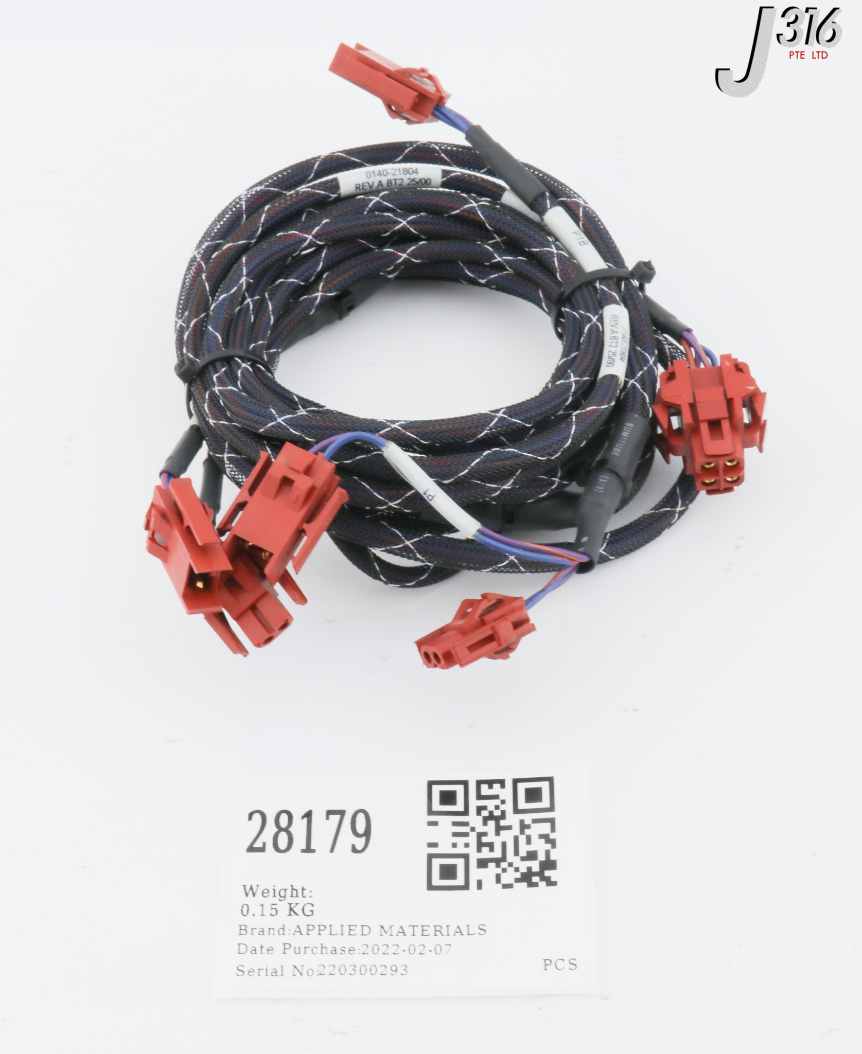 28179 APPLIED MATERIALS HARNESS ASSY, WATER FLOW INTLK, CVD, CABLE LENGTH: 2M 0140-21804