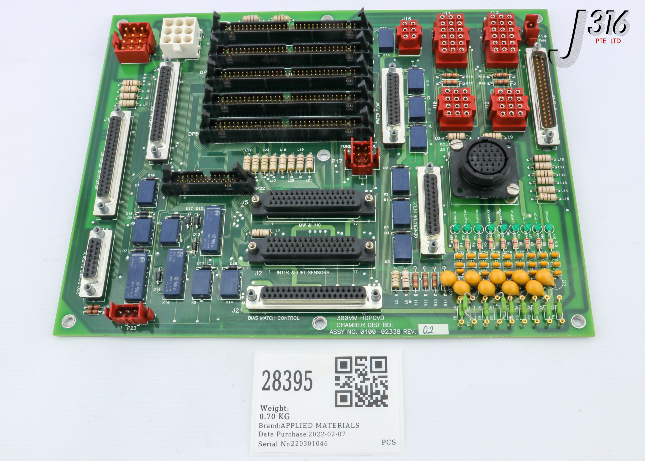 28395 APPLIED MATERIALS PCB, 300MM HDPCVD CHAMBER DIST BD 0100-02338