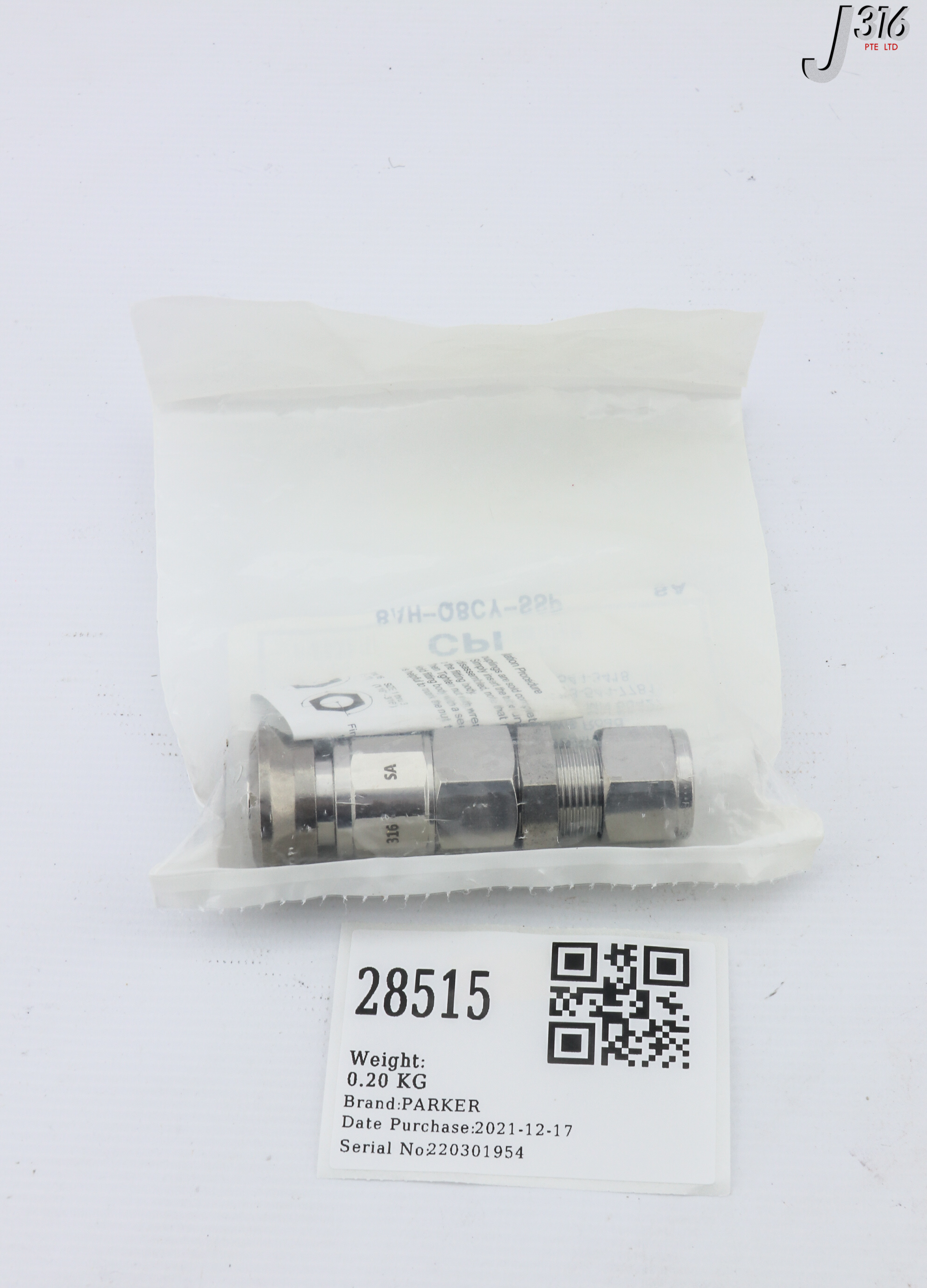 28515 PARKER QUICK COUPLINGS W/ A-LOK & CPI END, AMAT 3300-00271 (NEW) 8AH-Q8CY-SSP