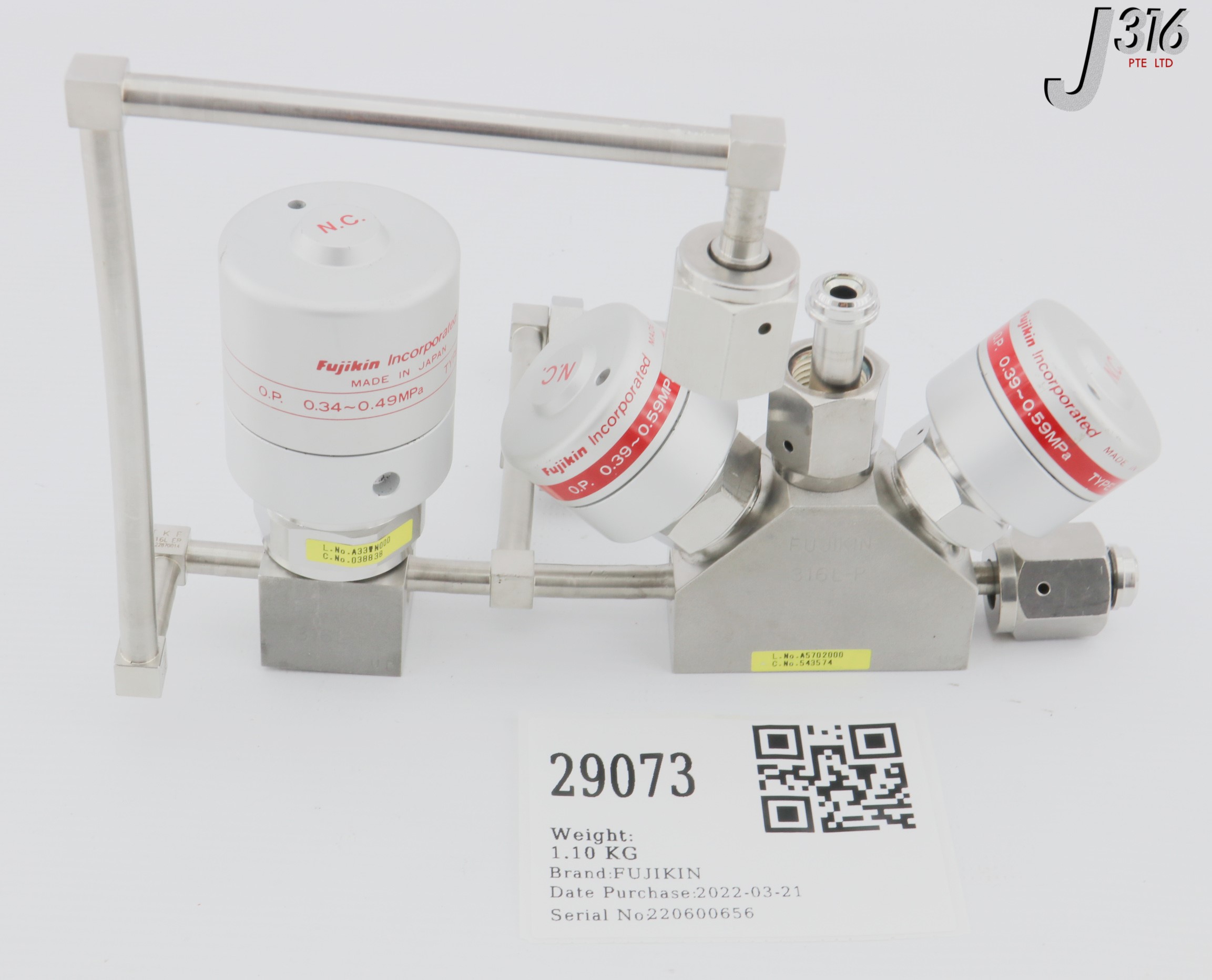29073 FUJIKIN 5-WAY MANIFOLD VALVE ASSY, TYPE N.C. O.P. 0.39~0.59MPA 543574