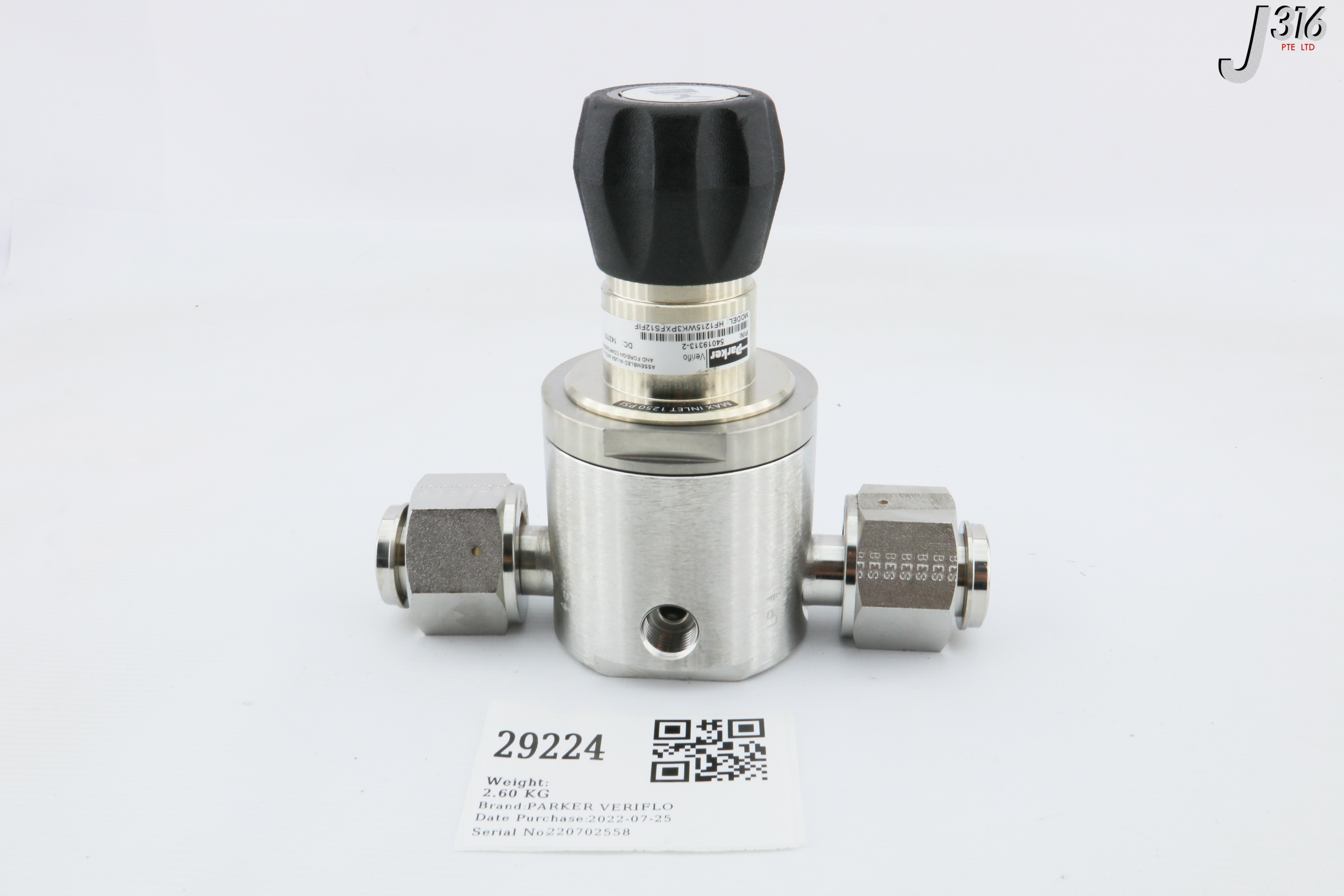 29224 PARKER VERIFLO PRESSURE REGULATOR, P/N: 54019313-2 HF1215WK3PXFS12FIF