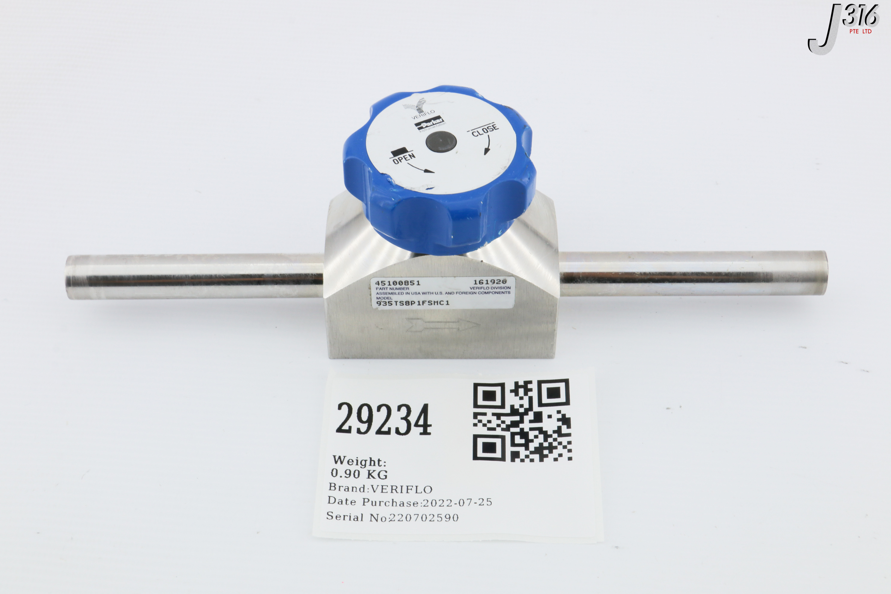 29234 VERIFLO DIAPHRAGM VALVE, P/N: 45100851 935TS8P1FSMC1