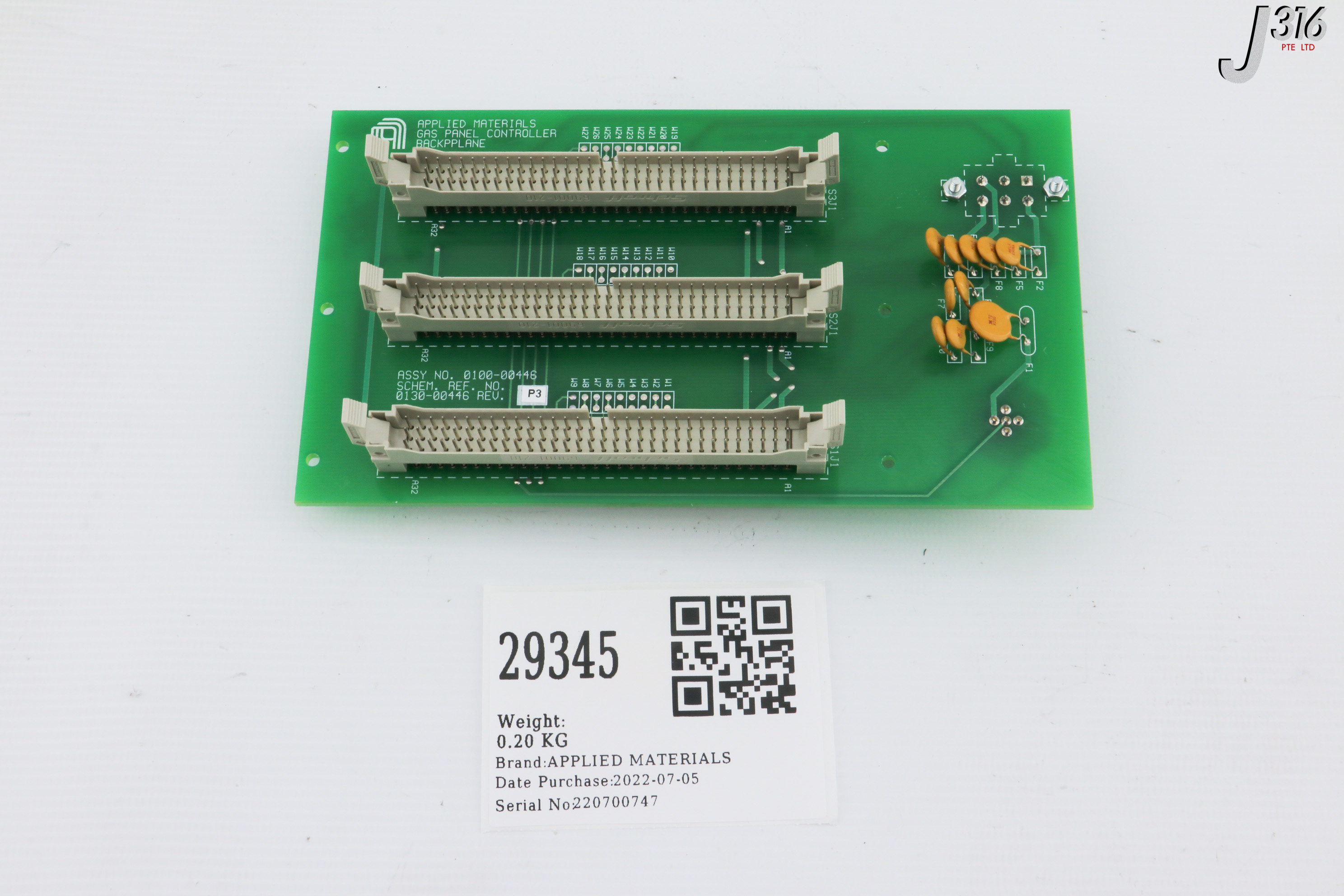 29345 APPLIED MATERIALS PCB ASSY, GAS PANEL CONTROLLER BACKPLANE 0100-00446