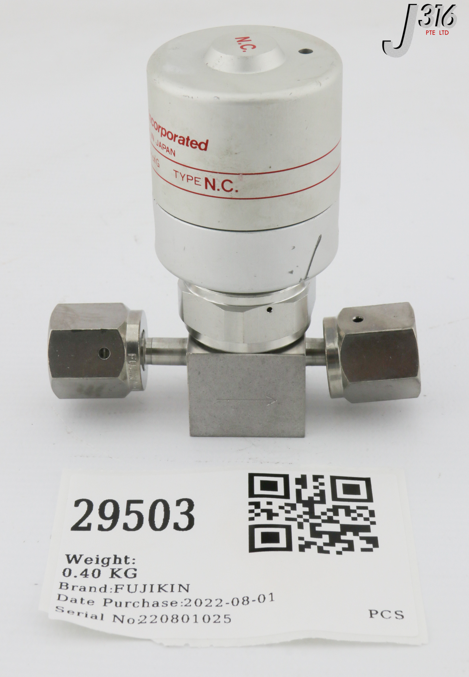 29503 FUJIKIN DIAPHRAGM VALVE, TYPE N.C. 36758