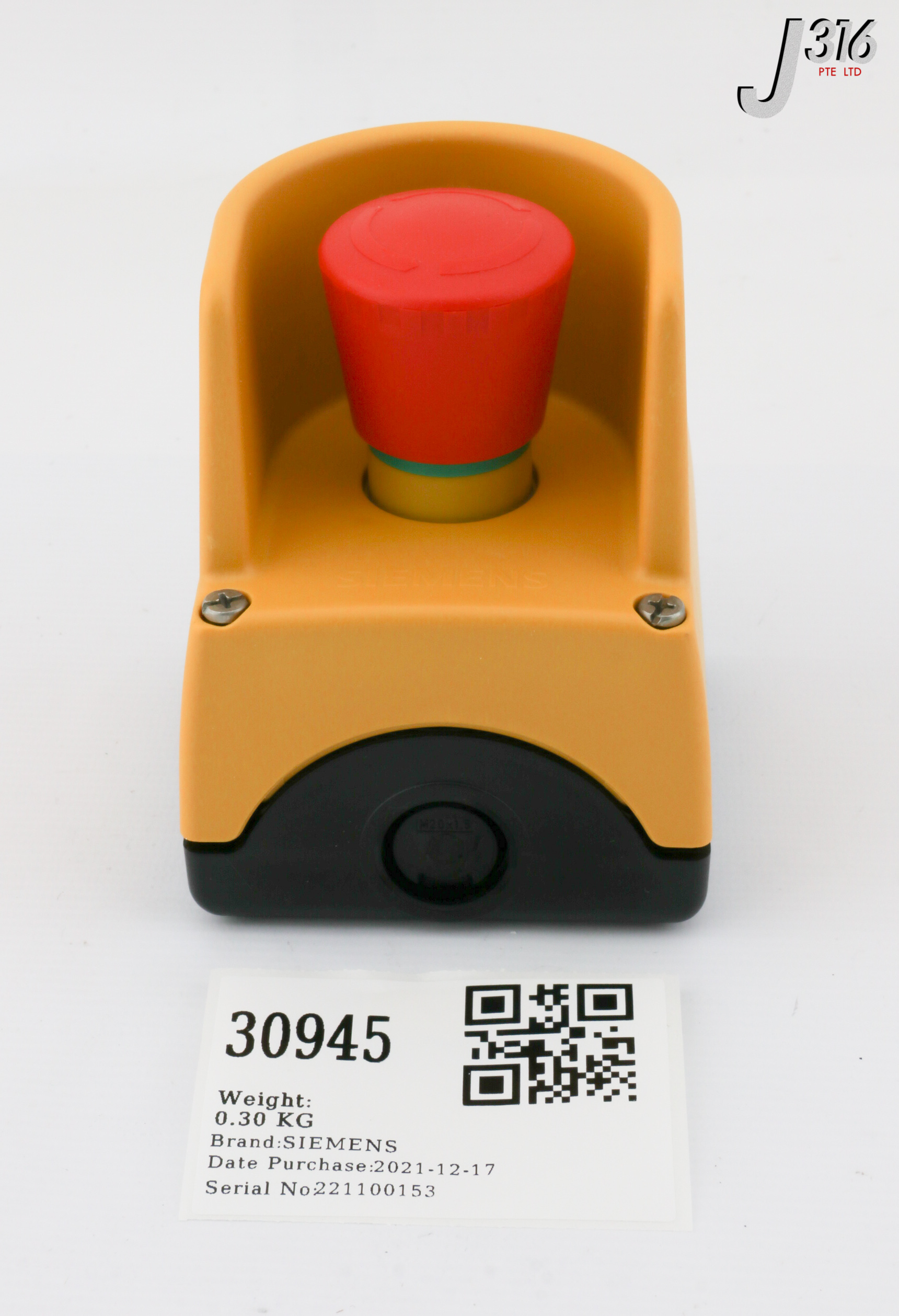 30945 SIEMENS EMERGENCY STOP ENCLOSURE (NEW) 3SB3 801-0EF3