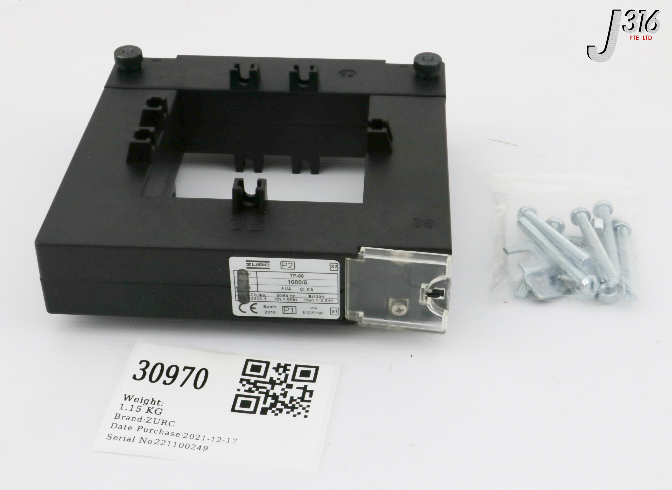 30970 ZURC OPEN CURRENT TRANSFORMER, RATIO 1000/5 (NEW) TP-88