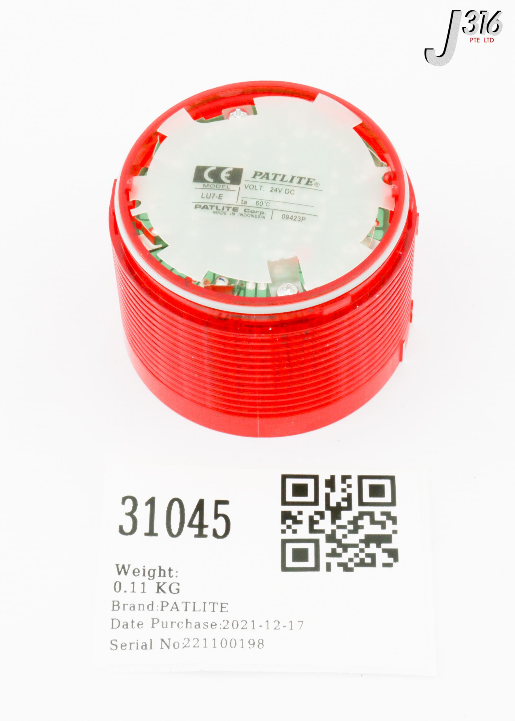 31045 PATLITE STACK LIGHT TOWER LED RED LENS LAMP MODULE (NEW) LU7-E-R