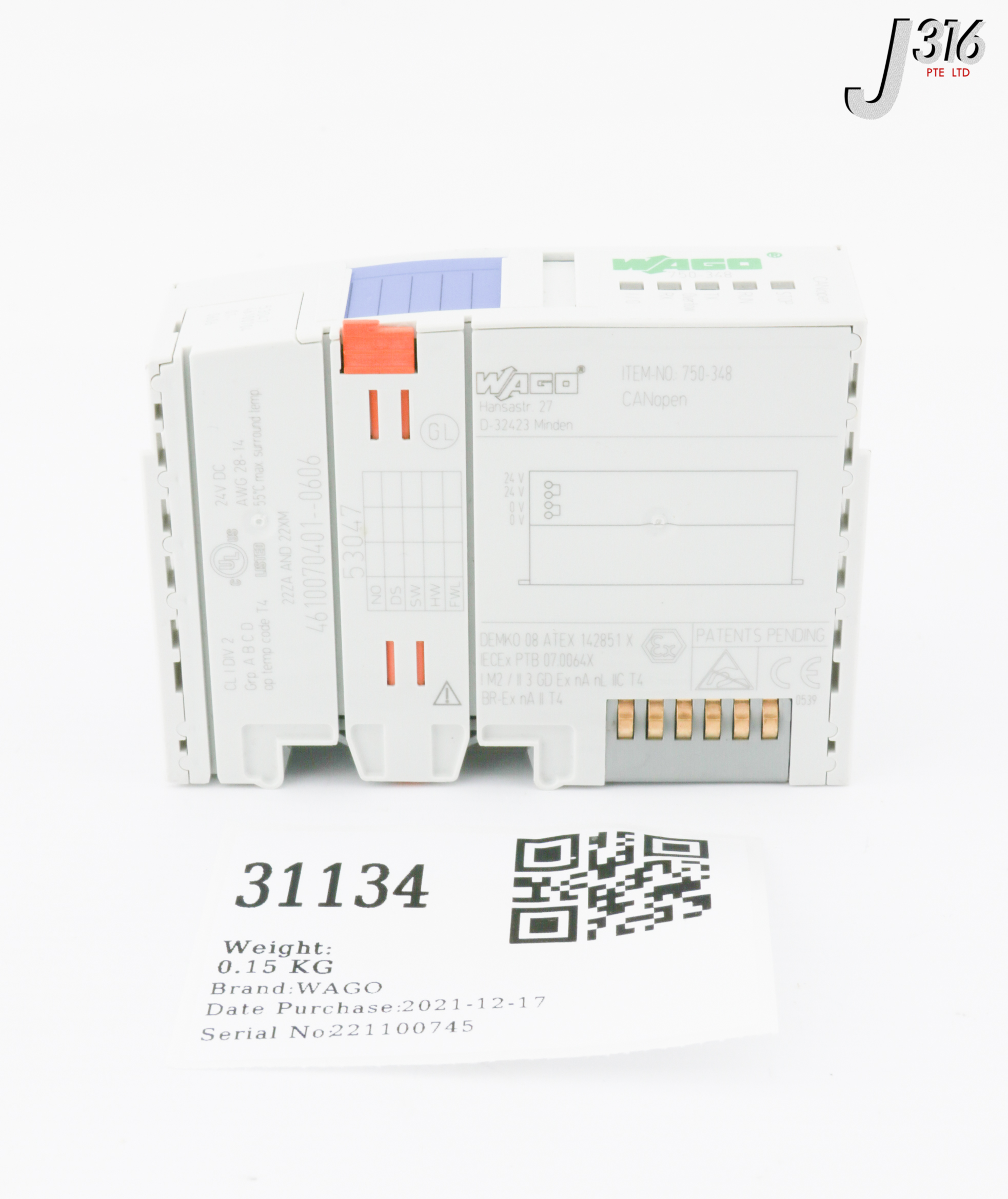 31134 WAGO CANOPEN MODULE (NEW) 750-348