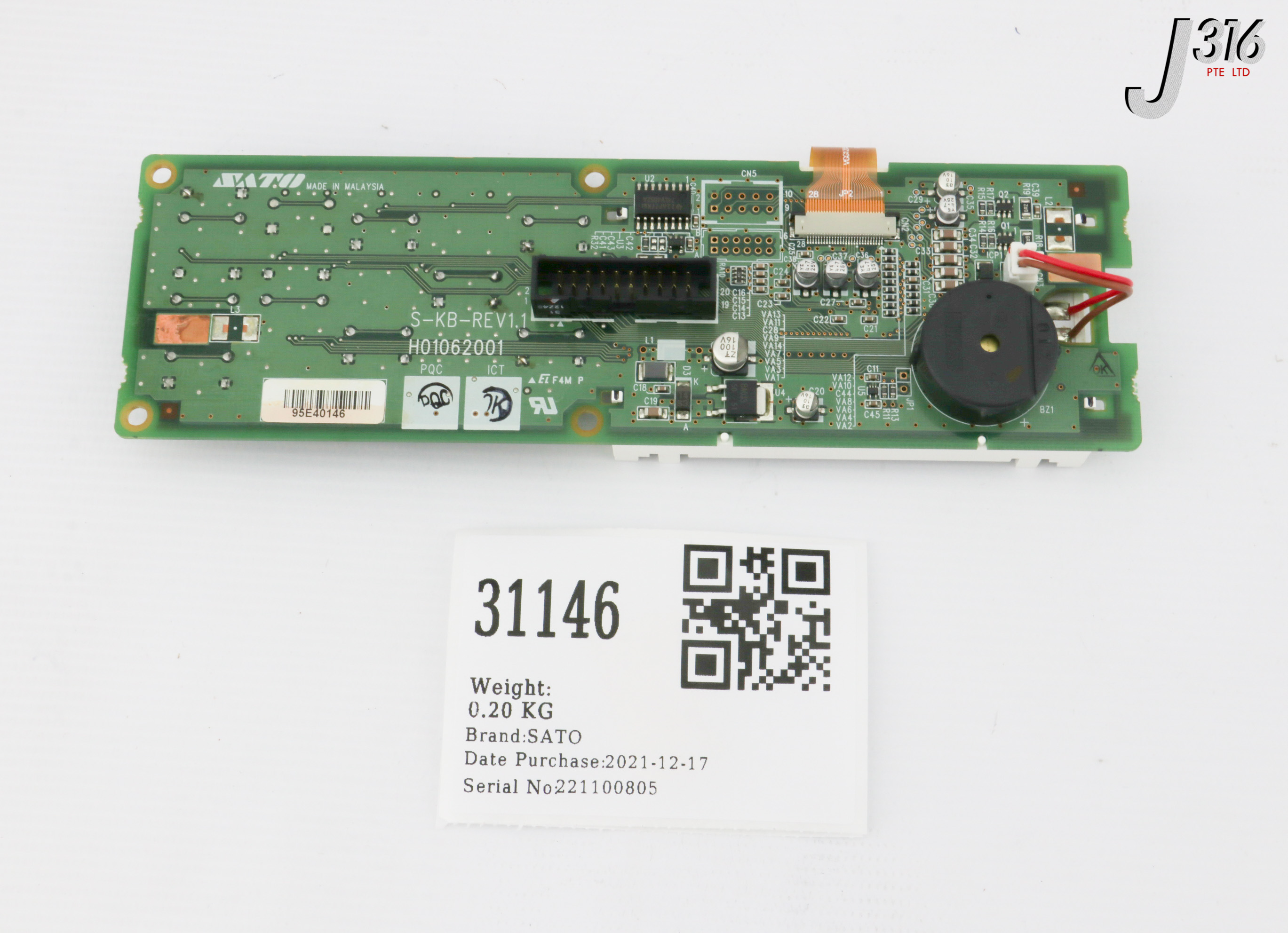 31146 SATO PCB, LCD DISPLAY PANEL, S-KB-REV1.1, H01062001 (NEW) R07452010