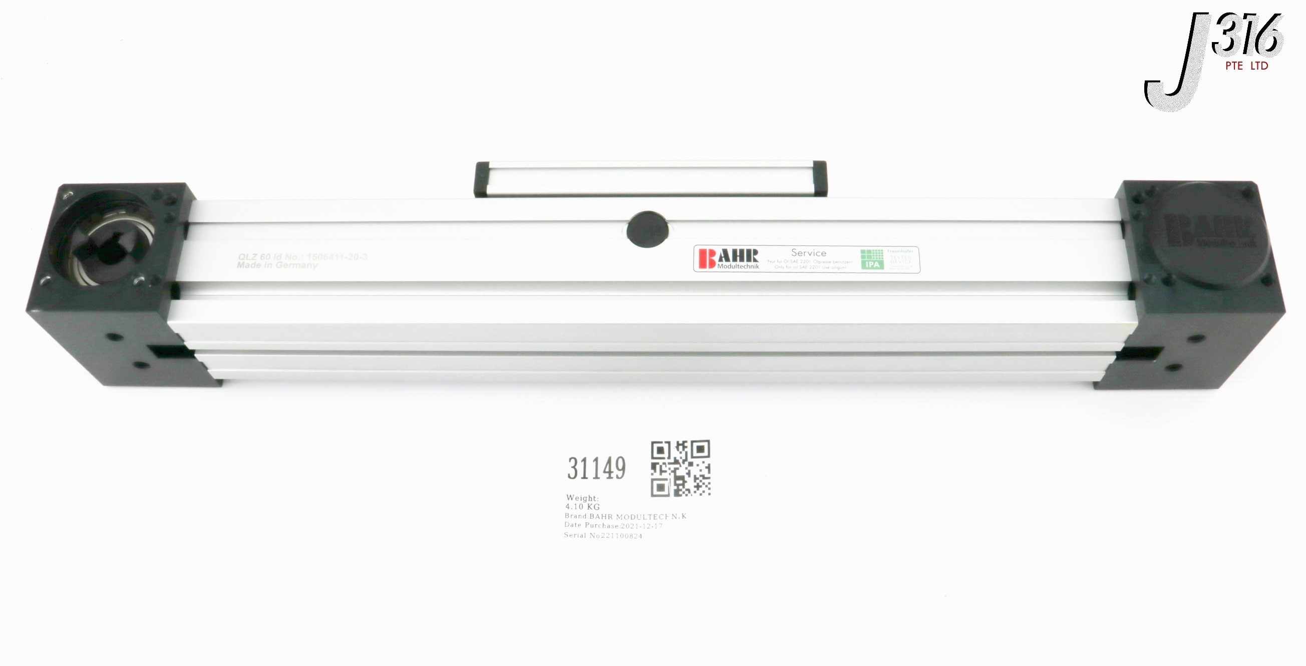 31149 BAHR MODULTECHNIK MODULAR LINEAR ACTUATOR, INTERNAL PROFILE RAIL GUIDED DRIVEN, LENGTH 52CM QLZ 60