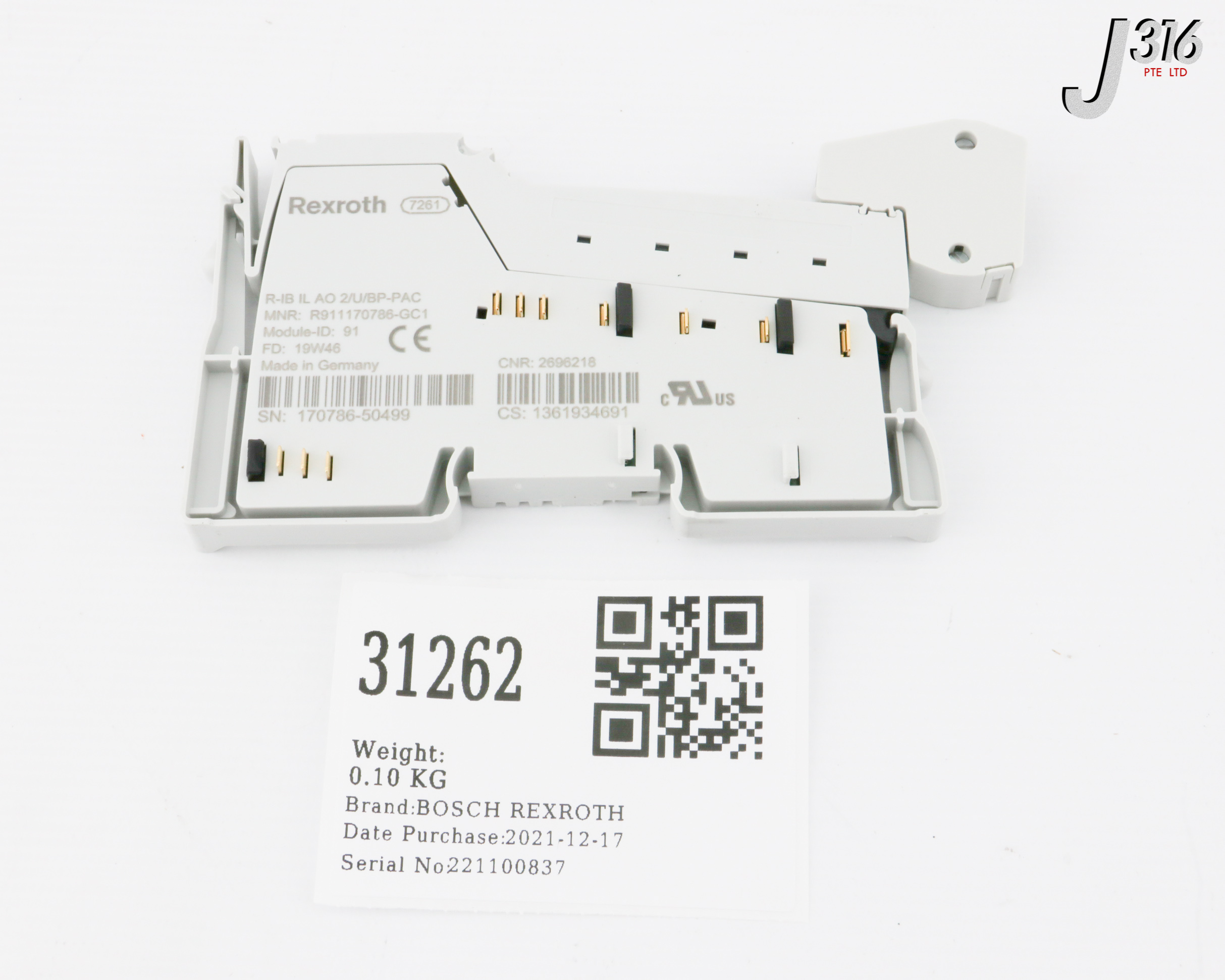 31262 BOSCH REXROTH INLINE ANALOG OUTPUT MODULE (NEW) R-IB IL AO 2/U/BP/PAC