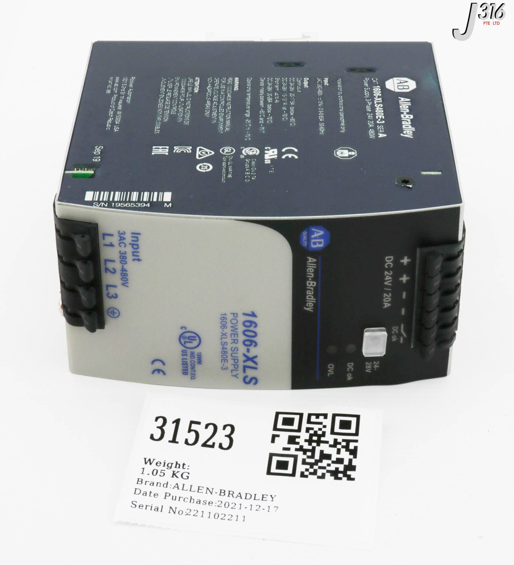 31523 ALLEN-BRADLEY DC POWER SUPPLY (NEW) 1606-XLS480E-3