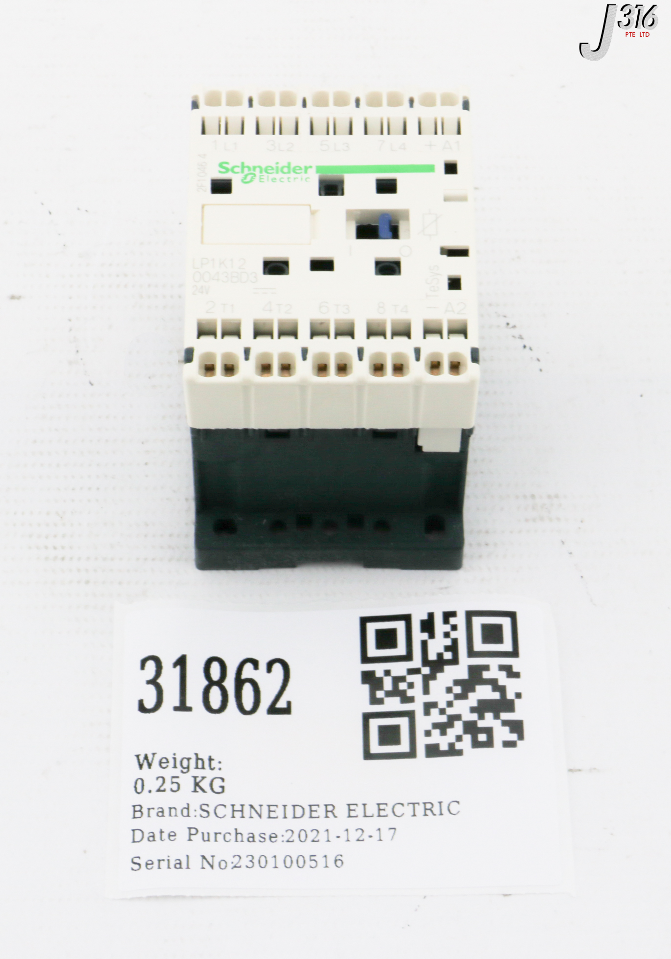 31862 SCHNEIDER ELECTRIC CONTACTOR (NEW) LP1K120043BD3