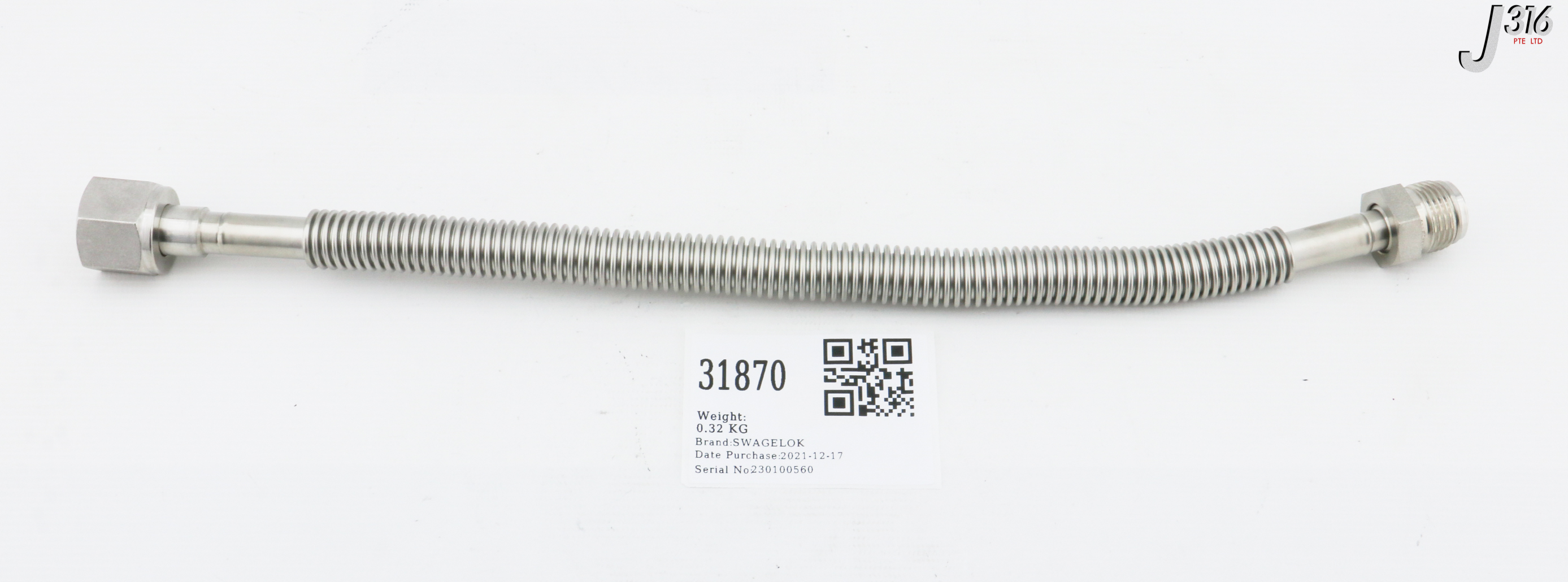 31870 SWAGELOK FLEXIBLE TUBING, 40CM (NEW) 321-8-X-12FMR