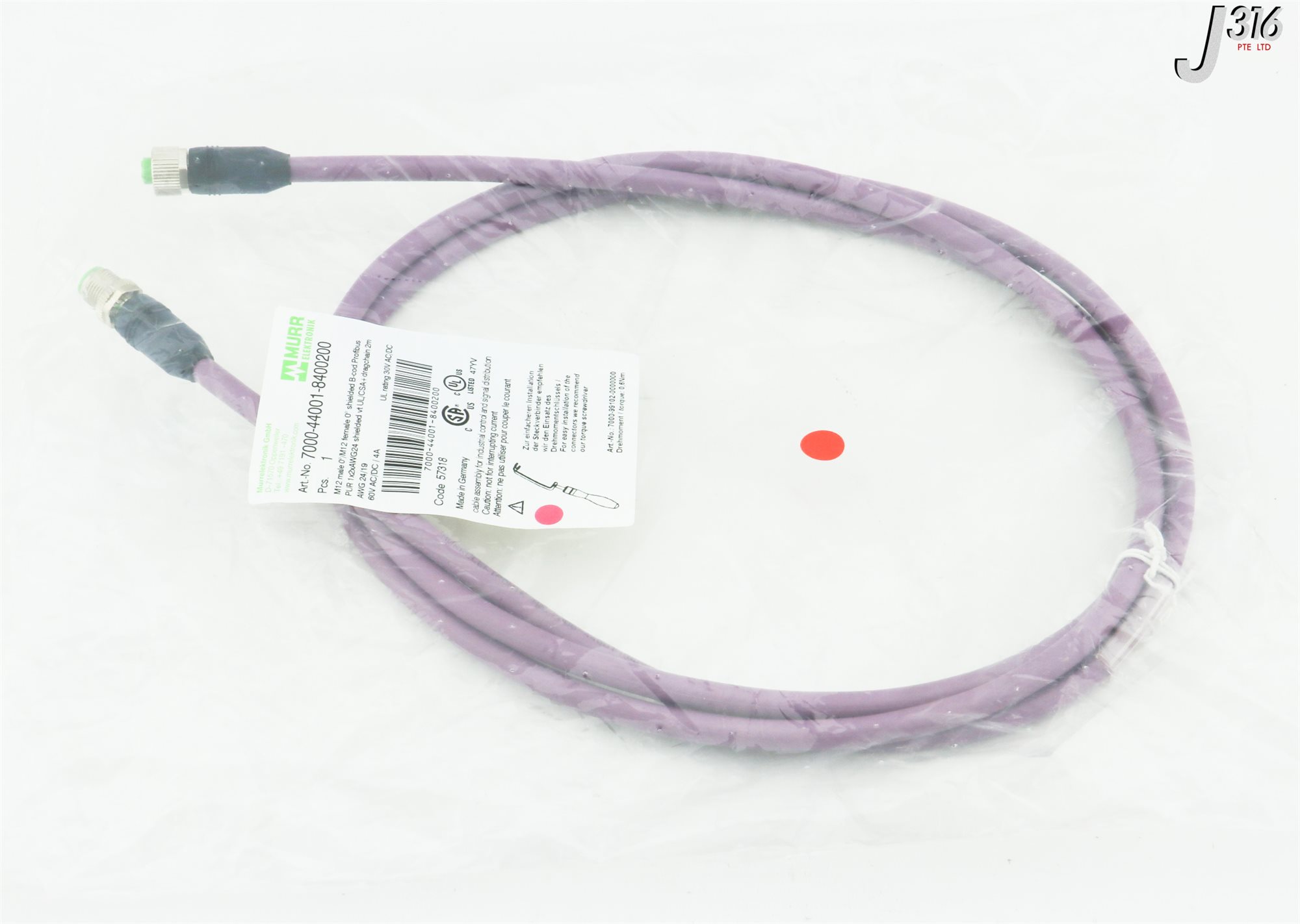 Murrelektronik M12 Male To Female Cable – 1m, No LED, 7000-40041-4880100